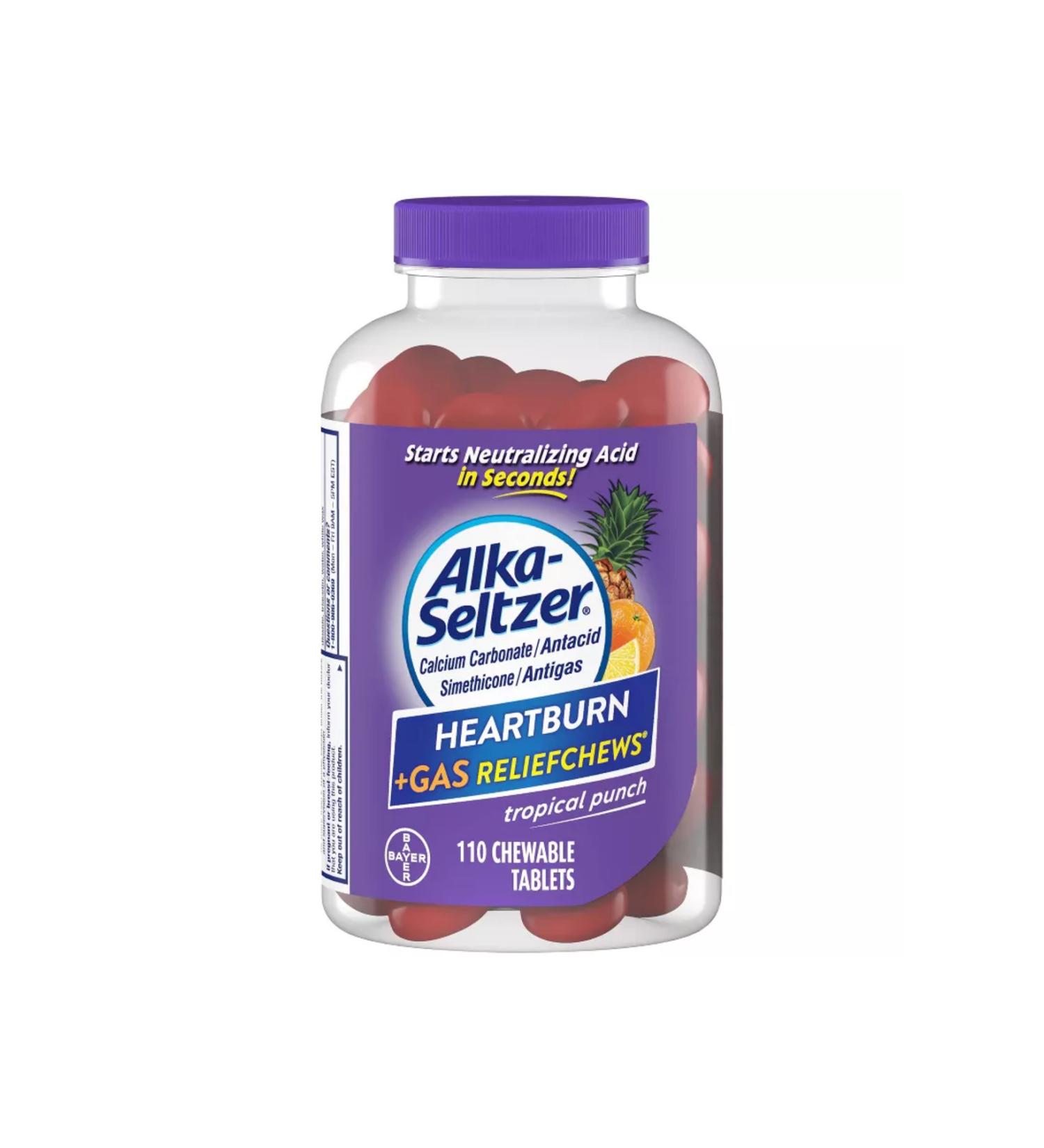 Bayer Alkaa Seltzerr Heartburn + Gas ReliefChews Tropical Punch 110 Tablets