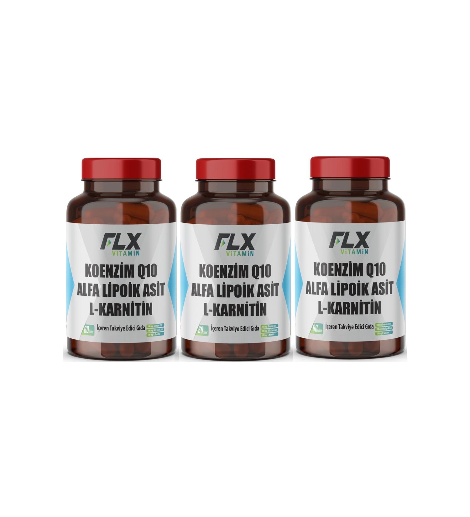 FLX Coenzyme Koenzyme Q-10 L-carnitine Alpha Lipoic Acid 60 Tablets