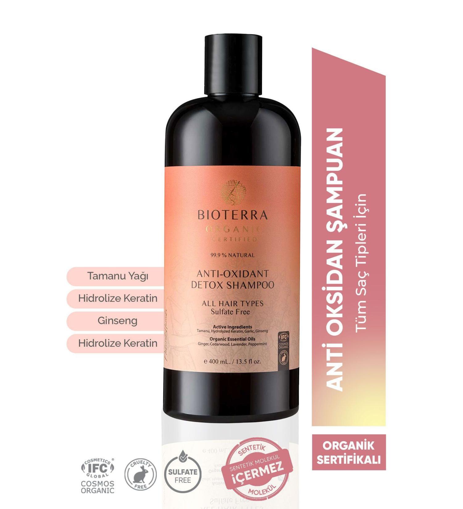 Bioterra Organic Anti Oxidant Detox Shampoo 400 ml - Strengthening Effect - Buy Online on GoSupps.com