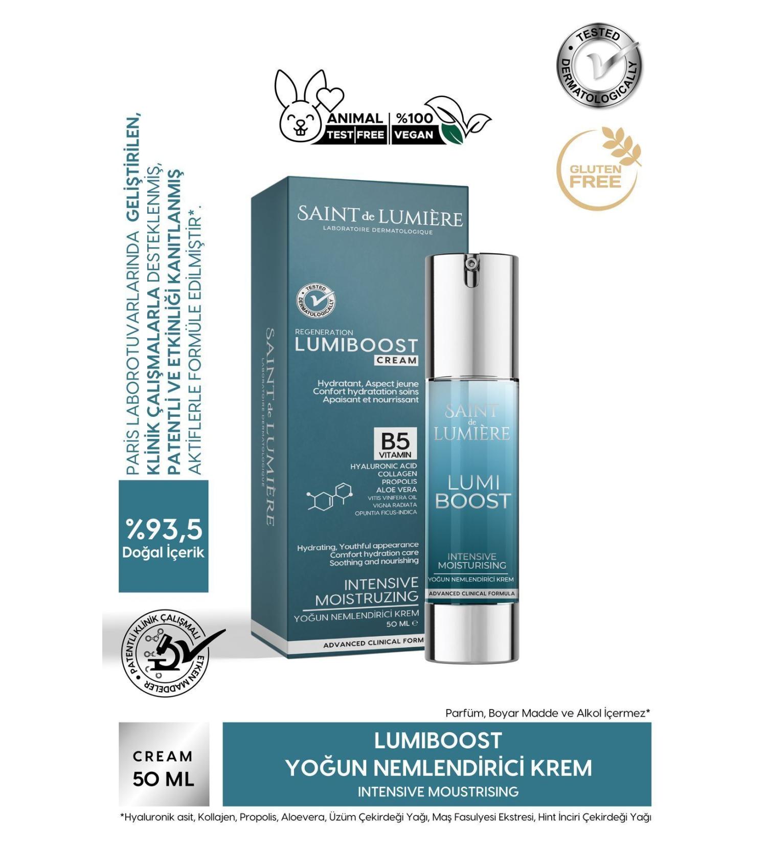 SAINT DE LUMIERE LUMIBOOST 72 Hour Effective Moisture Protection Moisturizer Anti-Aging Cream 50ml-Collagen B5 Hyaluronic - Buy Online on GoSupps.com