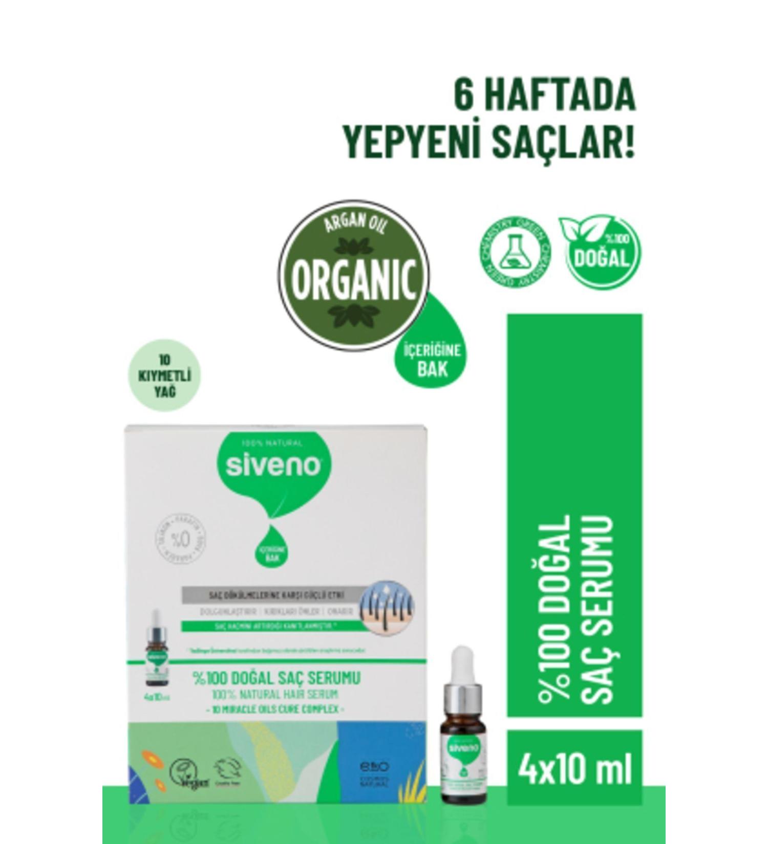 Siveno %100 Natural Herbal Repair Care Serum for Damaged Hair and Hair Loss 4x10 ml - Buy Online on GoSupps.com