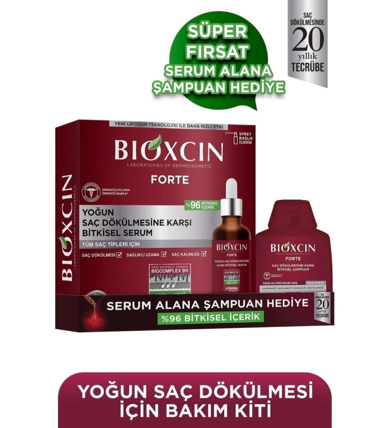 Bioxcin Forte Serum 3x X 50 ml + Forte Shampoo 300 ml Set - Buy Online on GoSupps.com