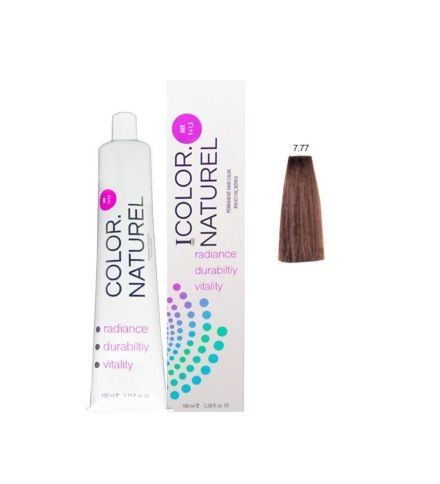 Color Naturel Permanent Hair Dye 100 Ml 7.77 Light Chocolate Brown