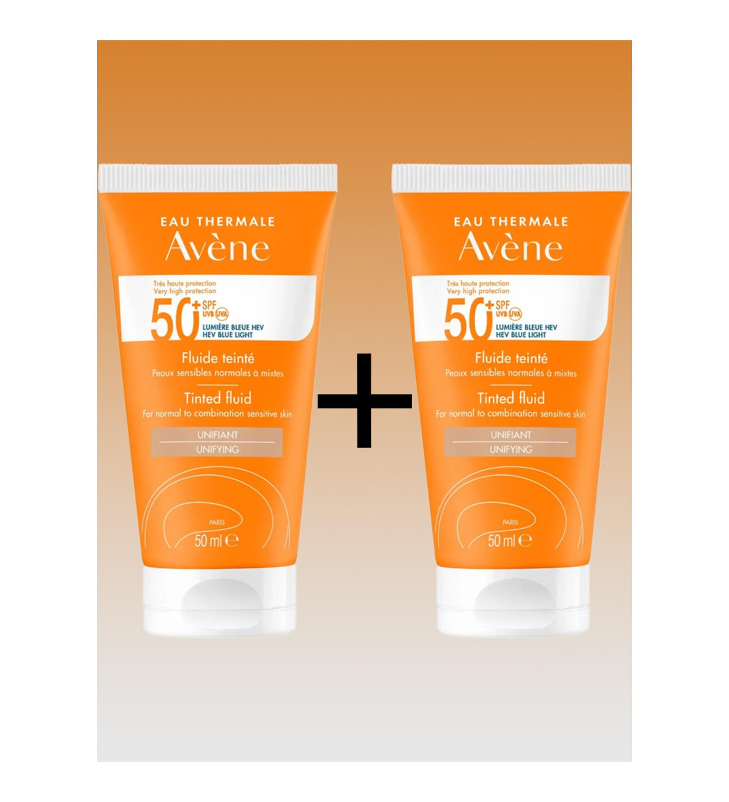 Avene SPF 50+ Fluide Tinted Tinted Sunscreen 50 ml X2