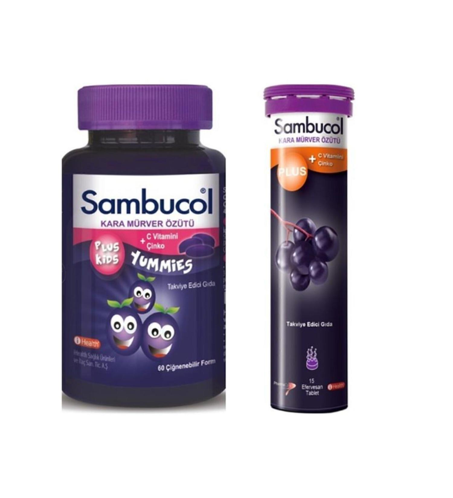 Sambucol Plus Kids Yummies 60 Chewable Tablets + Plus Effervescent 15 Tablets