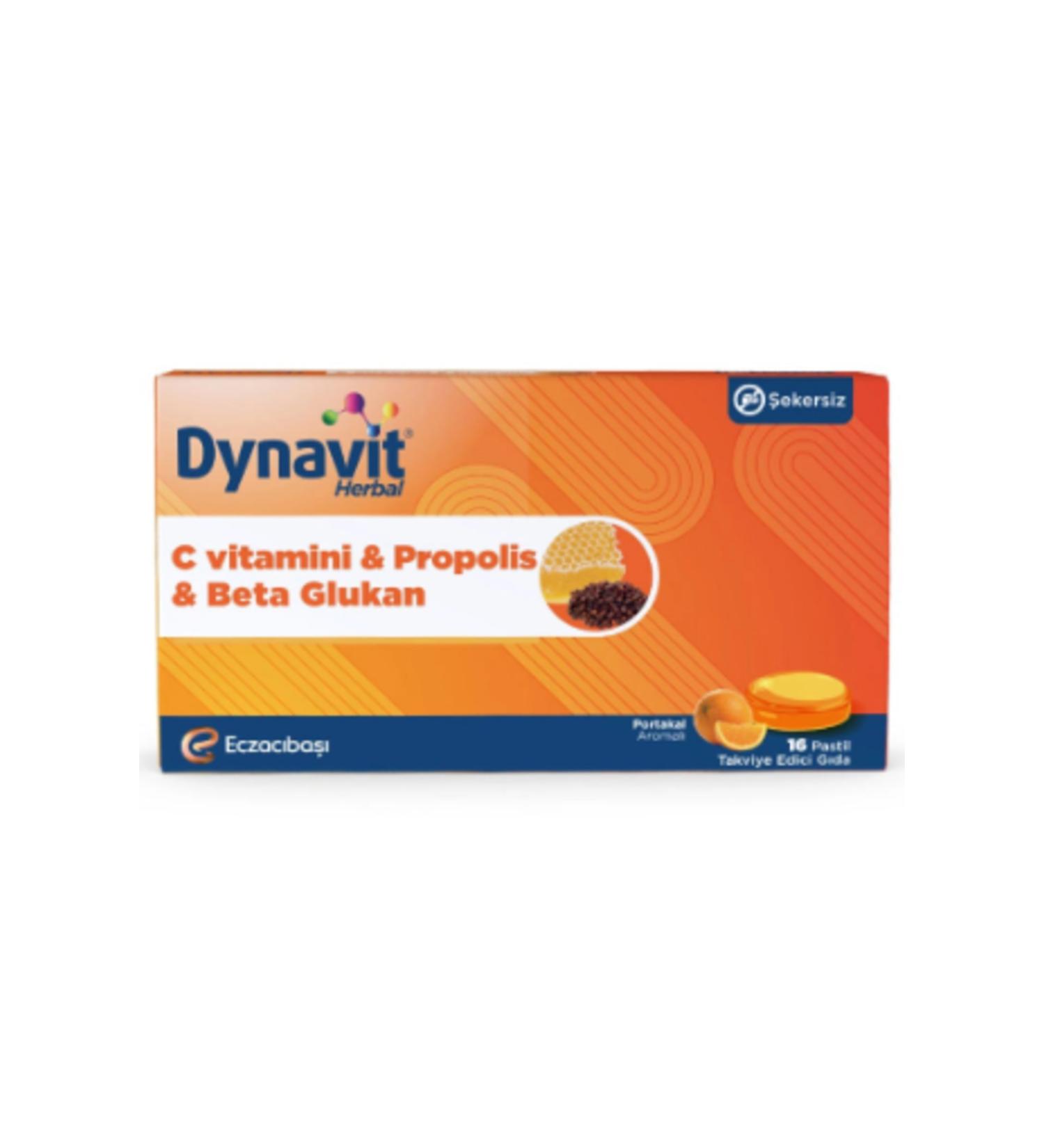 Dynavit Herbal Lozenge Vitamin C and Propolis and Beta Glucan 16 lozenges (SINGLE)