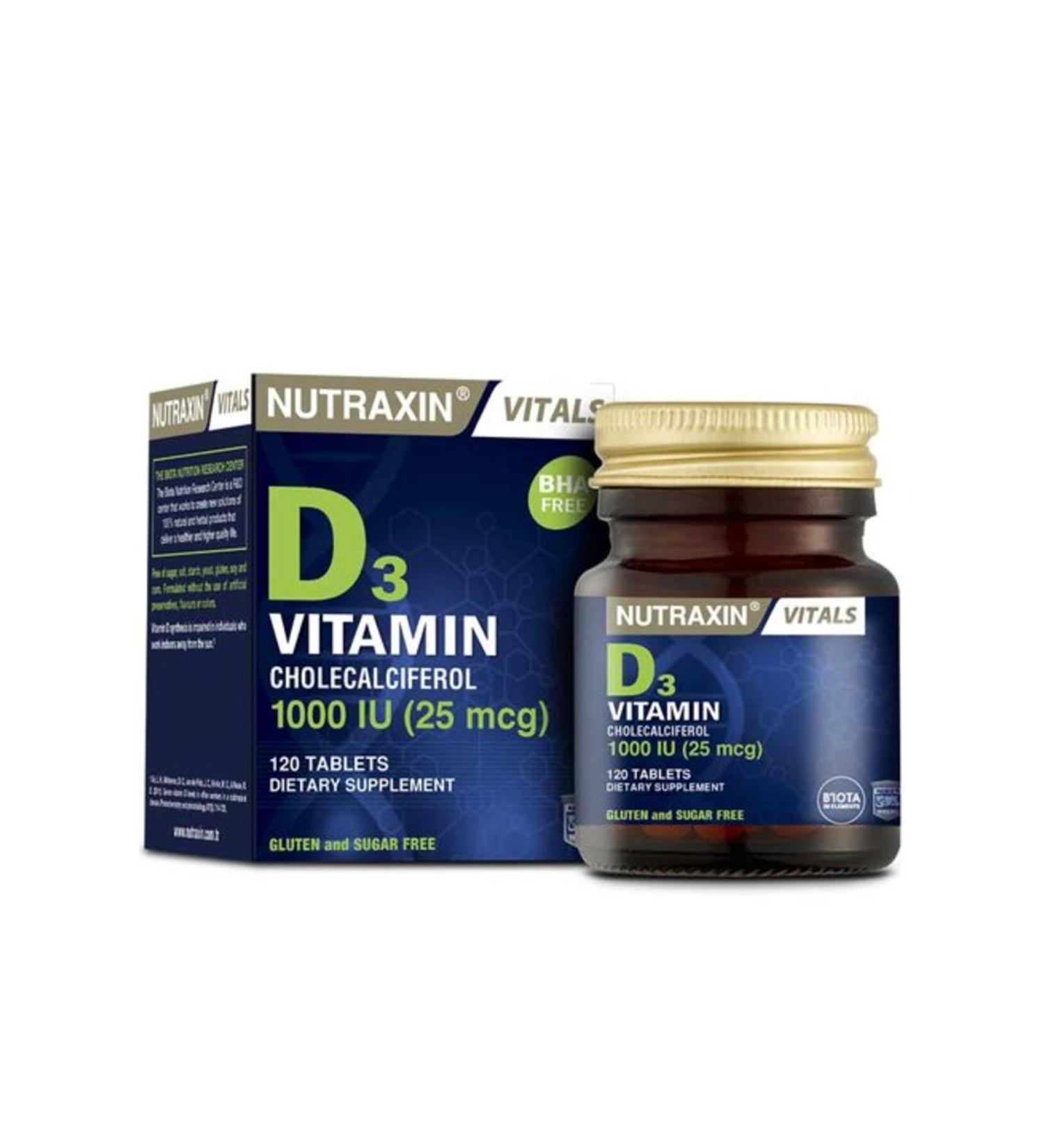 Nutraxin Vitamin D3 1.000 IU 120 Tablets (SINGLE)