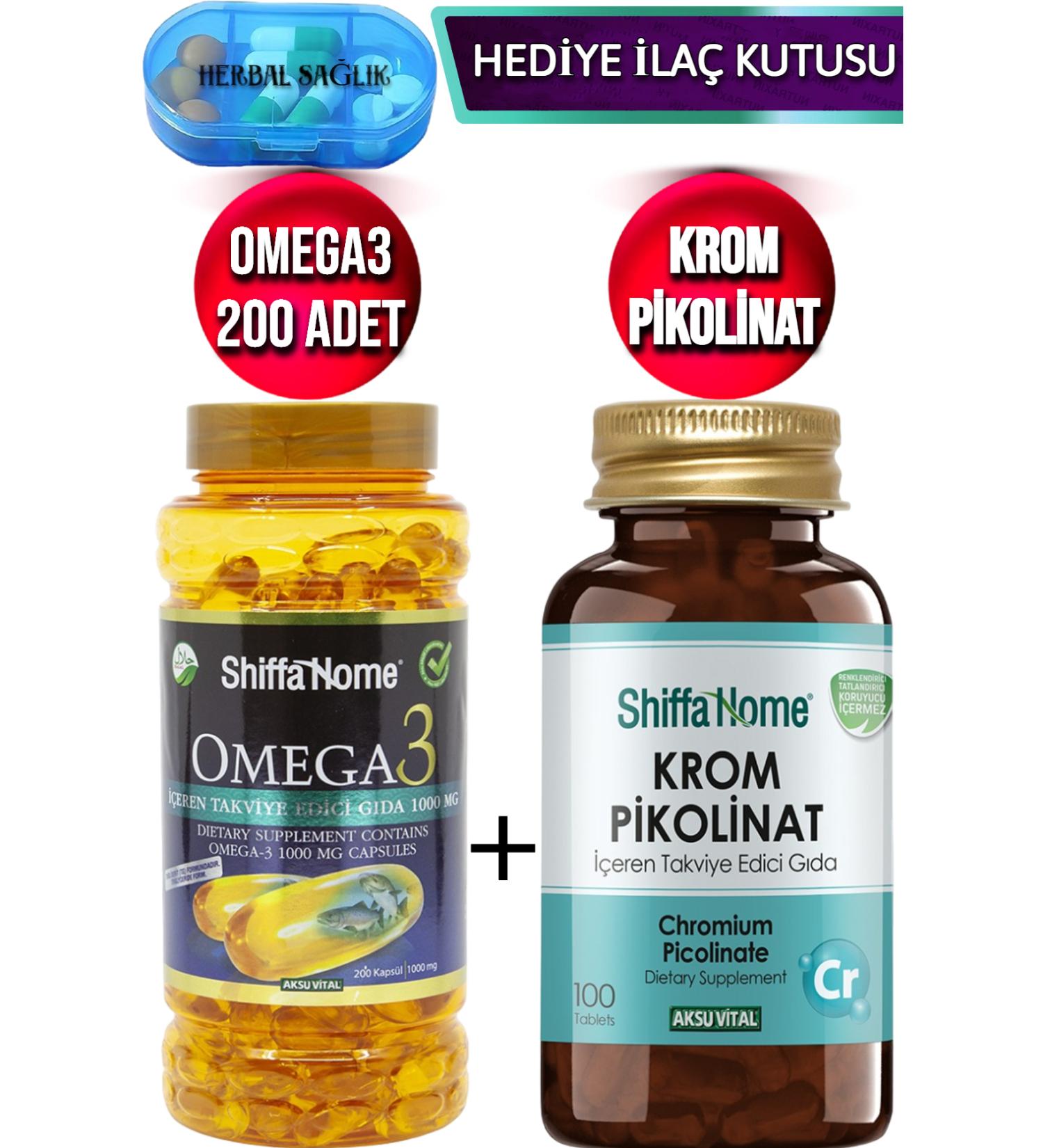 Shiffa Home Omega 3 200 Soft Gel Capsules 1000 Mg + Shiffa Home Chromium Picolinate 100 Tablets 200 Mg