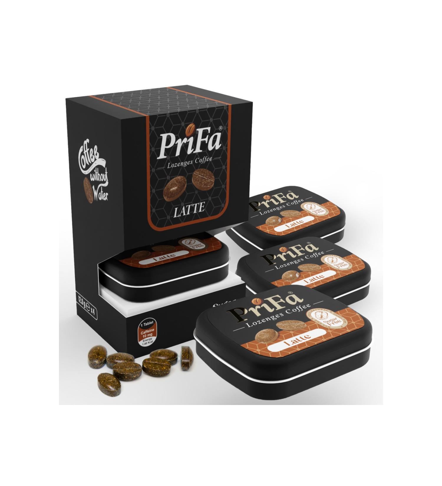 prifa Coffee Tablets | Latte | Sugar Free | Vegan | Emergency Coffee | Real Absorbable Coffee 4X25 - Buy Online on GoSupps.com