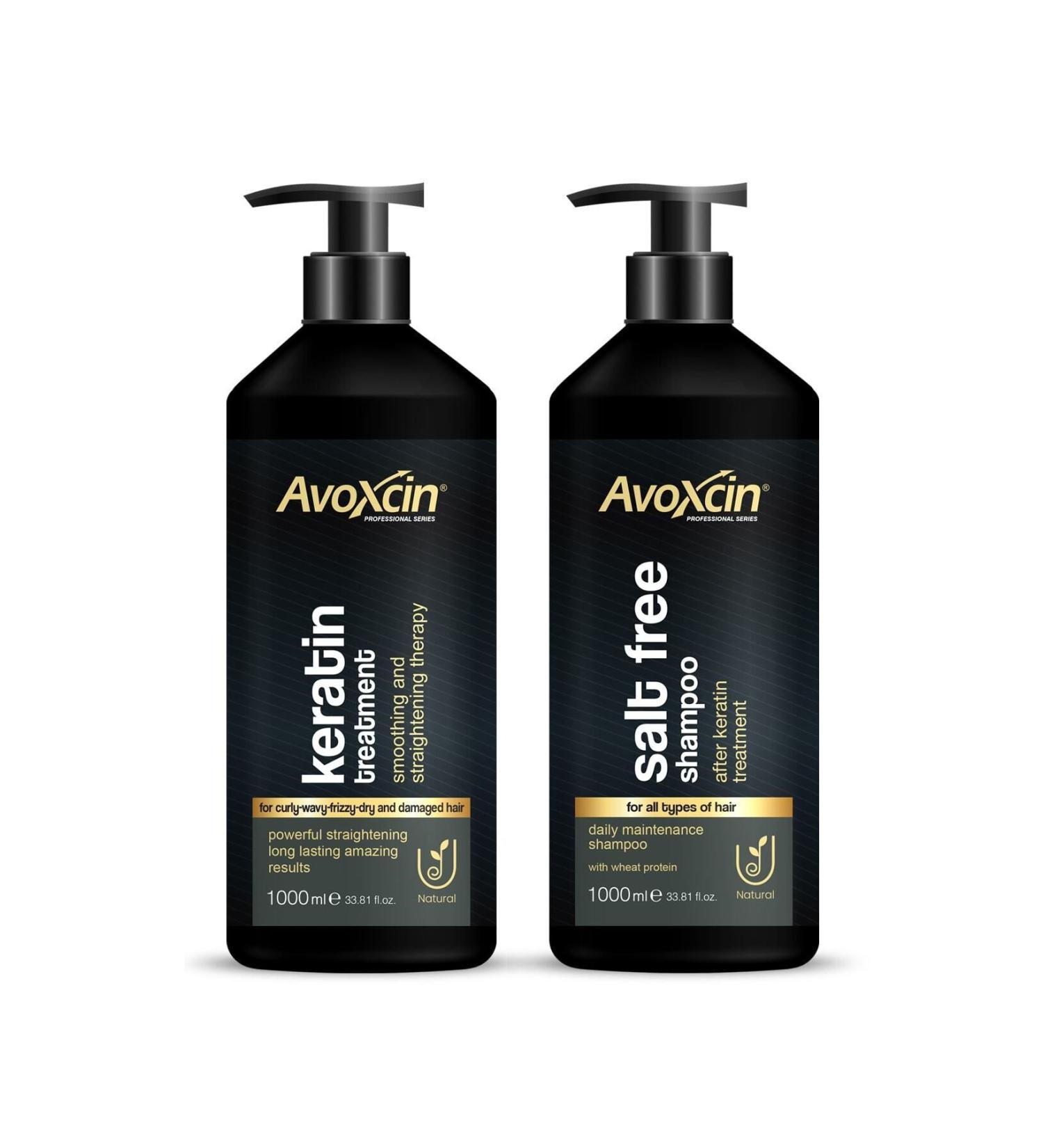 AVOXCIN Hair Straightener Permanent Keratin Care Brazilian Blow Dry Purifying Salt-Free Shampoo 1000 ml - Buy Online on GoSupps.com