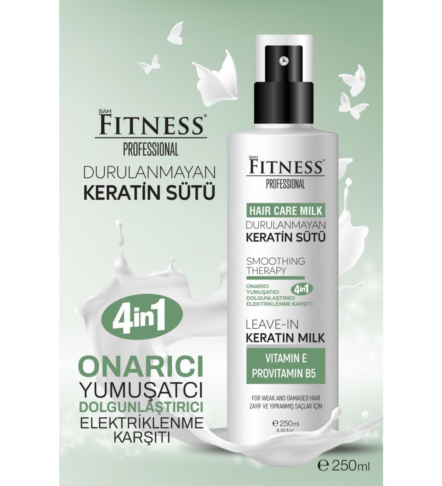 Fitness Professional Leave-In Keratin Milk 250 ml Repairing Volumizing Vitamin E Provitamin B5 Hair Care Milk - Buy Online on GoSupps.com