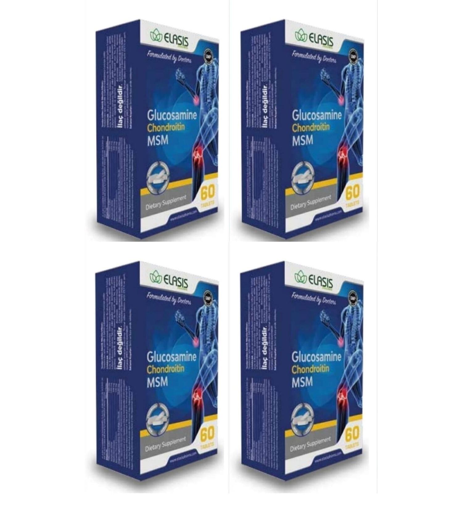 ELAS S PHARMA Glucosamine Chondroitin Msm 1500 Mg 60 Tablets Pack of 4
