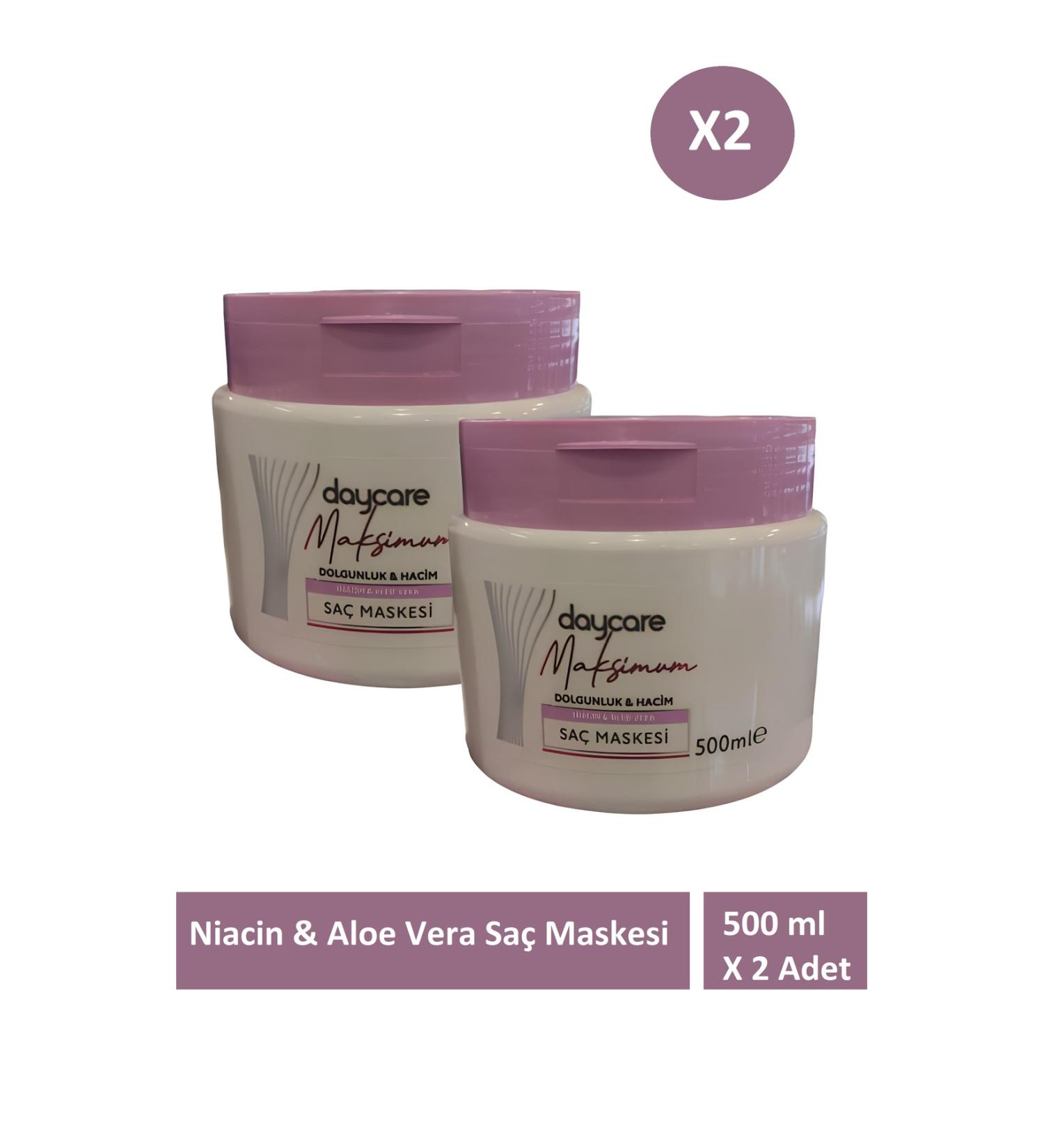 Daycare Volumizing and Volumizing Hair Care Cream Maximum Volume Niacin and Aloe Vera 500 ml X 2 pieces