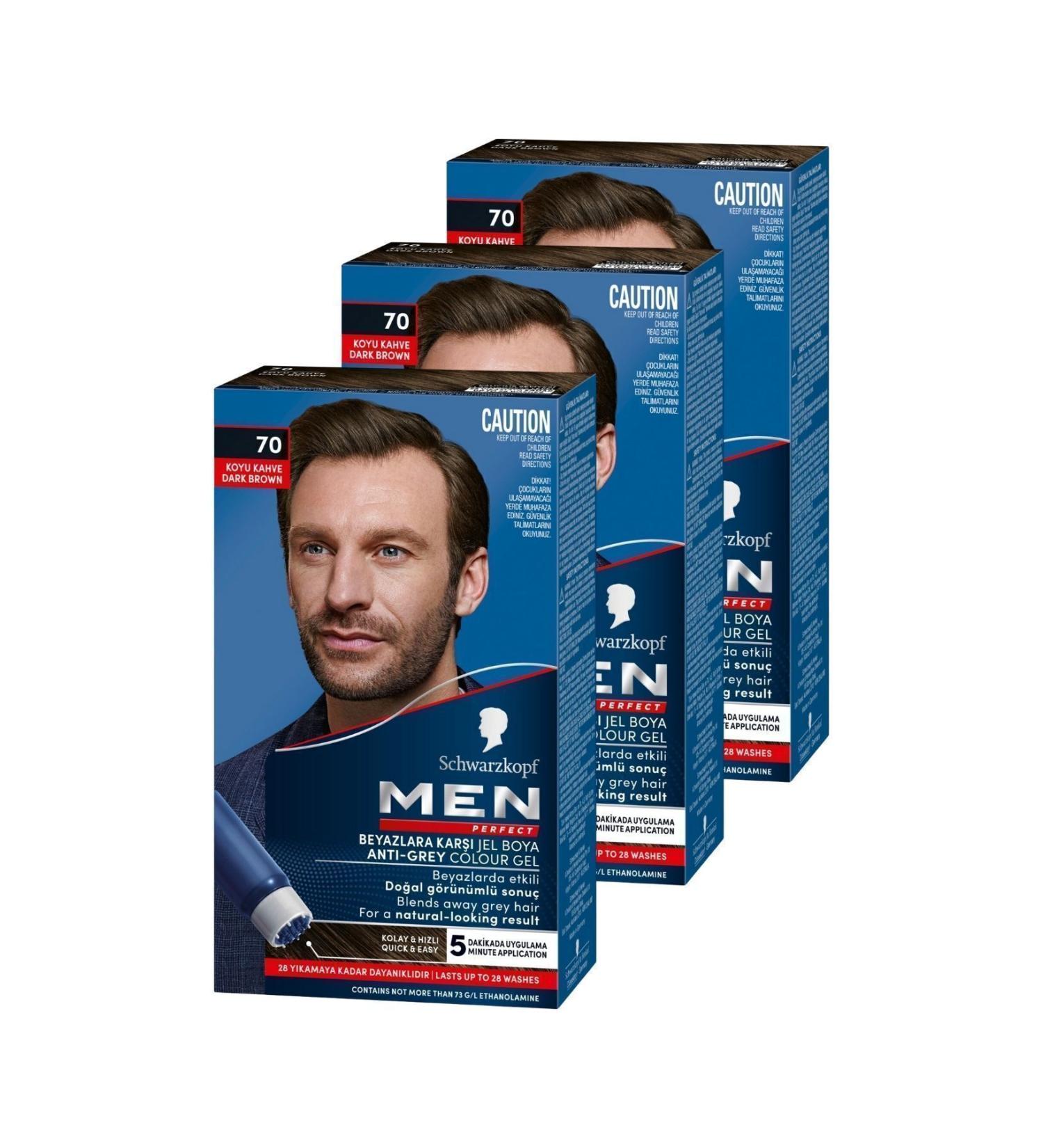 Schwarzkopf Men Perfect Dark Brown 3-Pack Men's Hair Dye 70 - Buy Online on GoSupps.com
