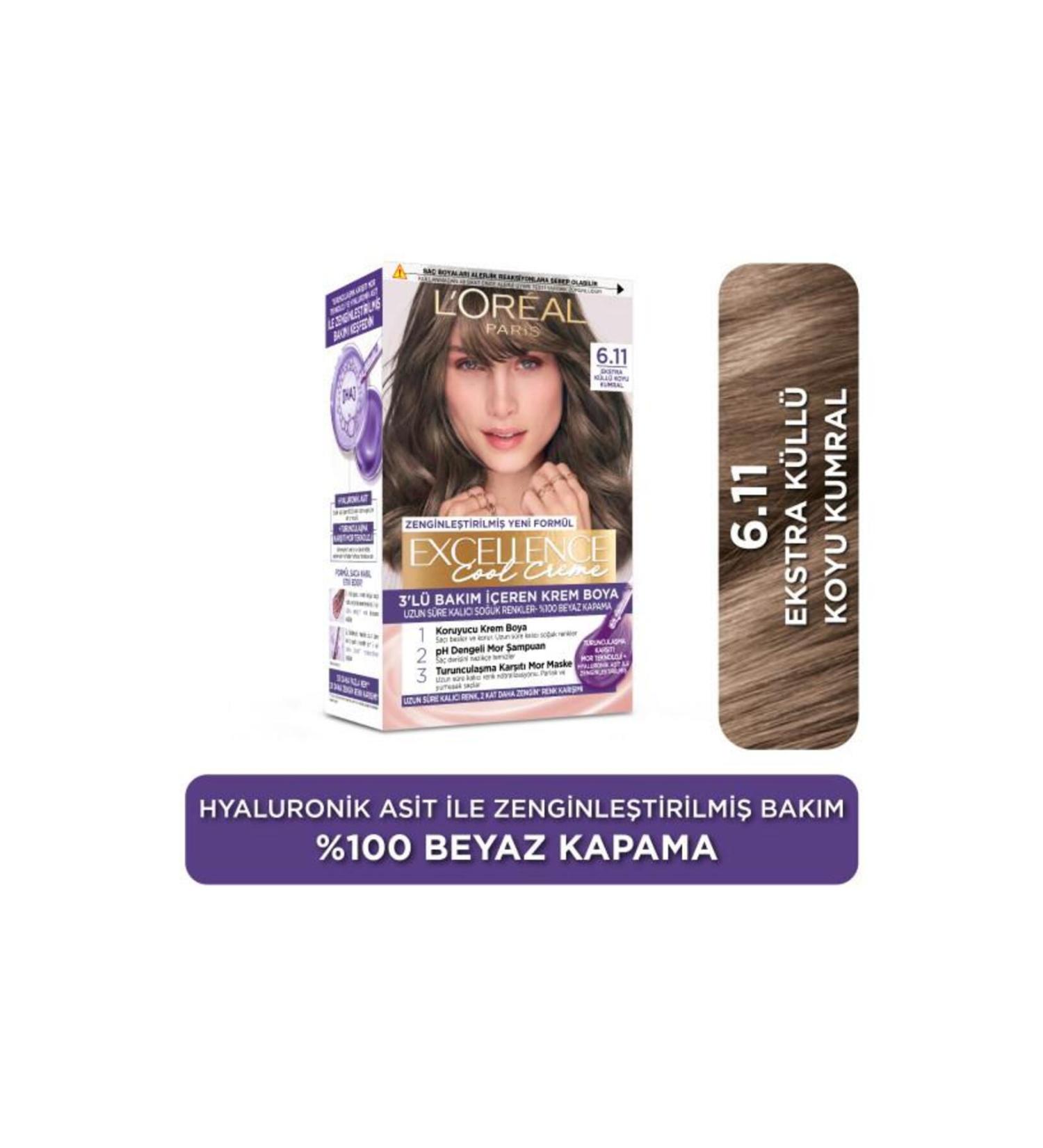 L'Oreal Paris L'Or al Paris Excellence Cool Creme 6.11 Extra Ash Dark Blonde Hair Dye - Buy Online on GoSupps.com