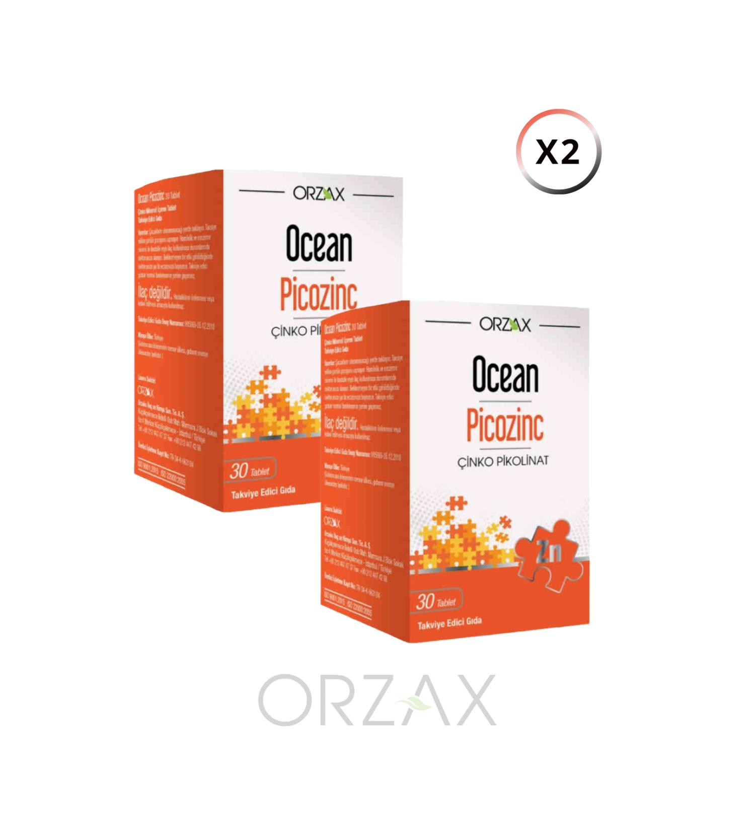 Ocean Picozinc Food Supplement 30 Tablets. (2 PCS) & (1x100ml Face Wash Gel) /-Set/1300