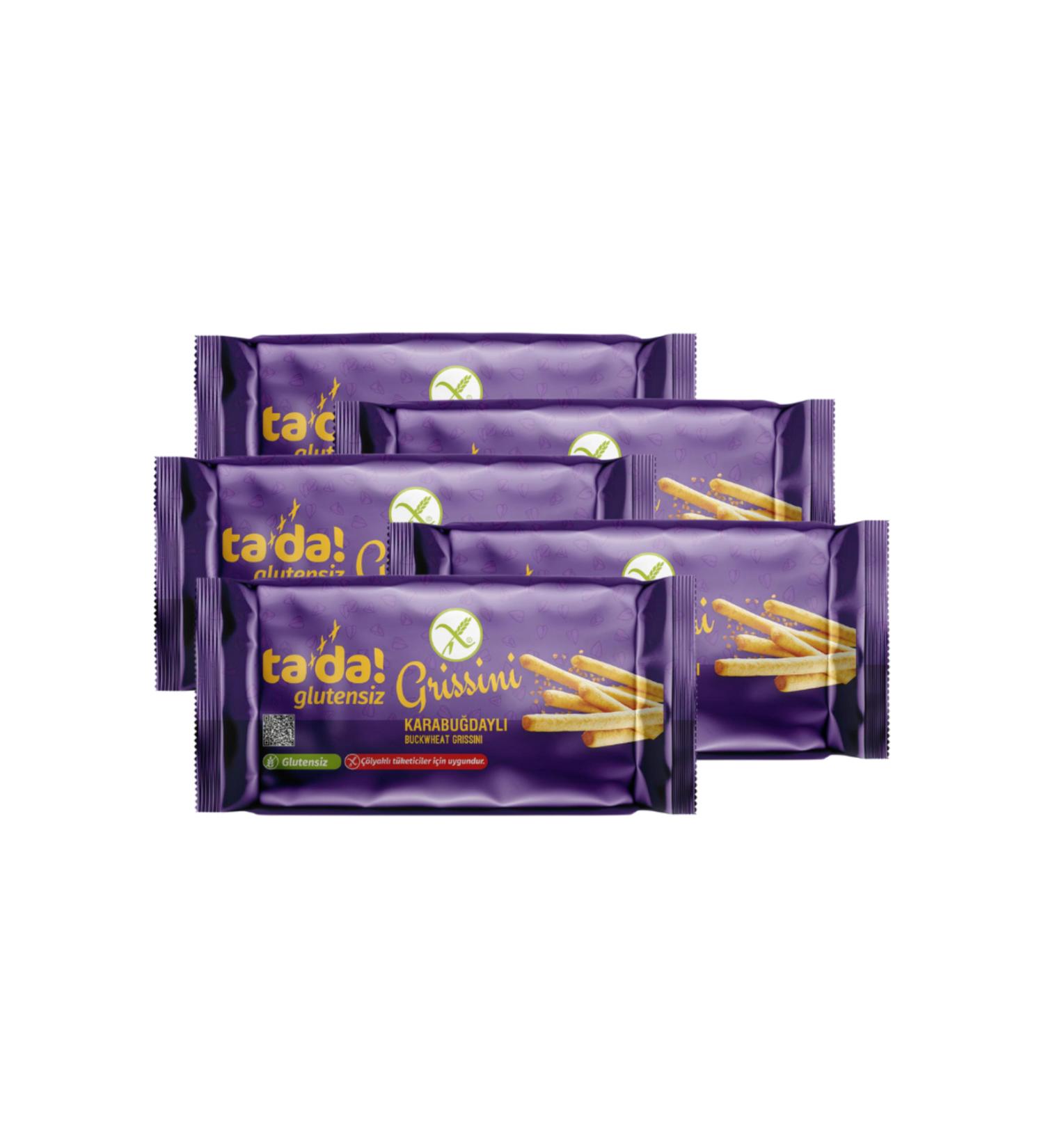 Tada Gluten-Free Buckwheat Grissini 375 gr (75 gr x5) (Suitable for Celiac Consumers Source of Fiber)