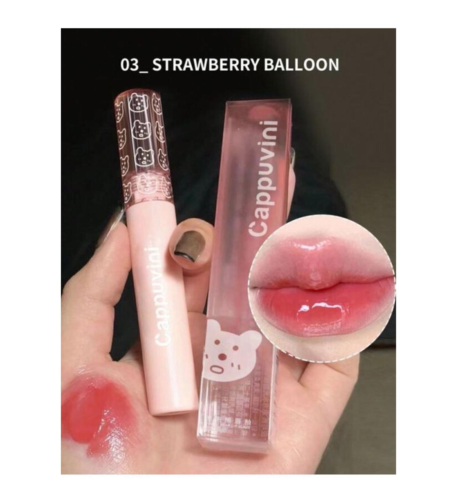 cappuvini Cat Patterned Lip Gloss 1 Piece 3 Number Tint Gloss