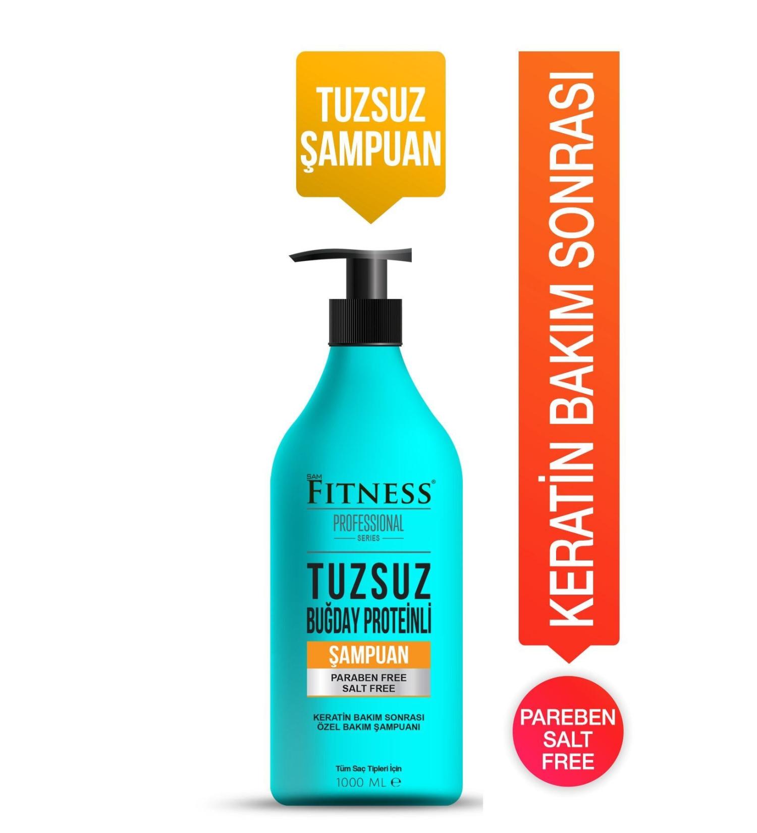 Fitness Professional Salt-Free Shampoo 1000 ml Brazilian Blow Dry Keratin Care Shampoo Paraben-Free and Wheat Protein