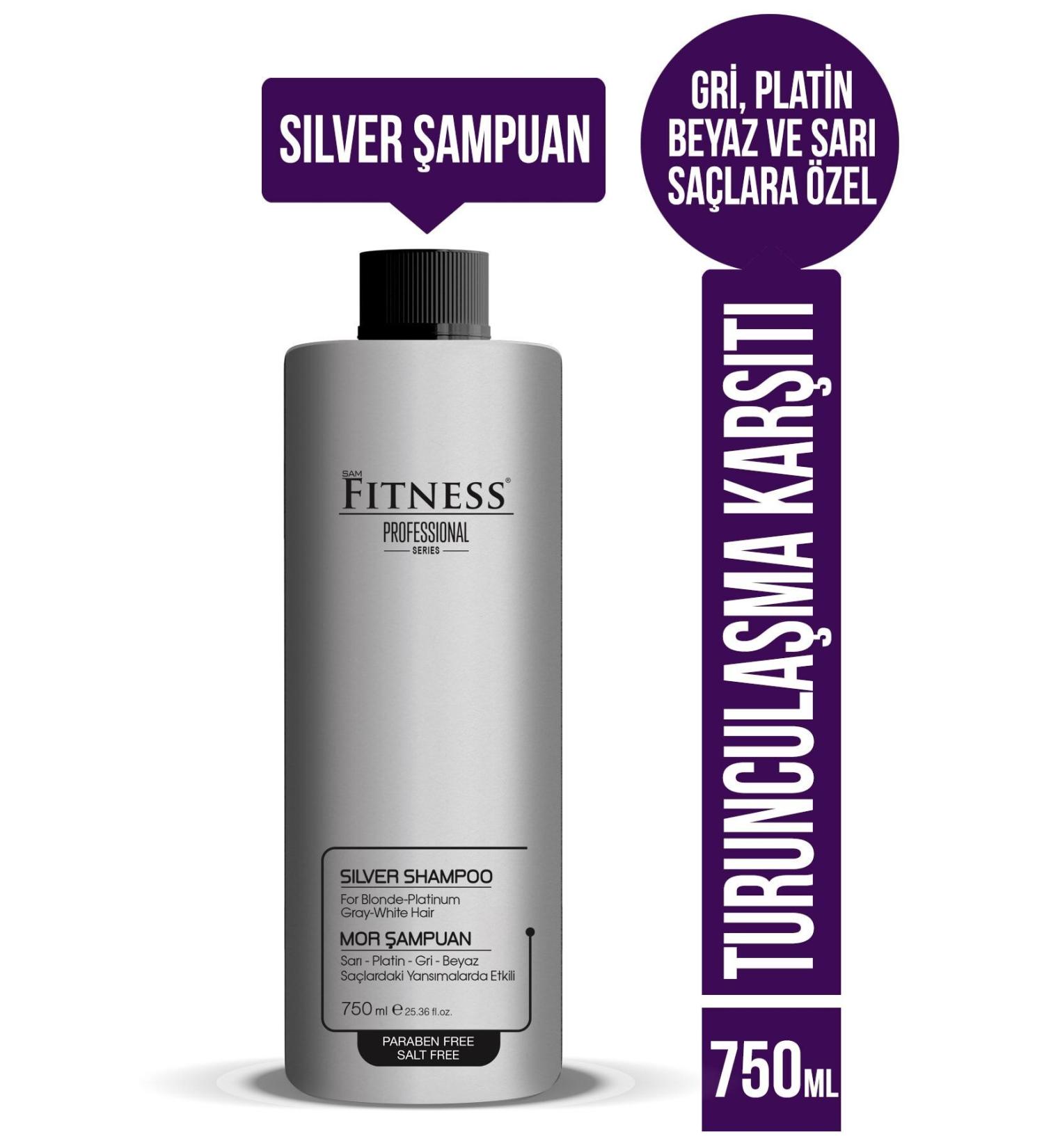 Fitness Professional Silver Purple Shampoo Suitable for Gray White Platinum Blonde Hair 750 ml