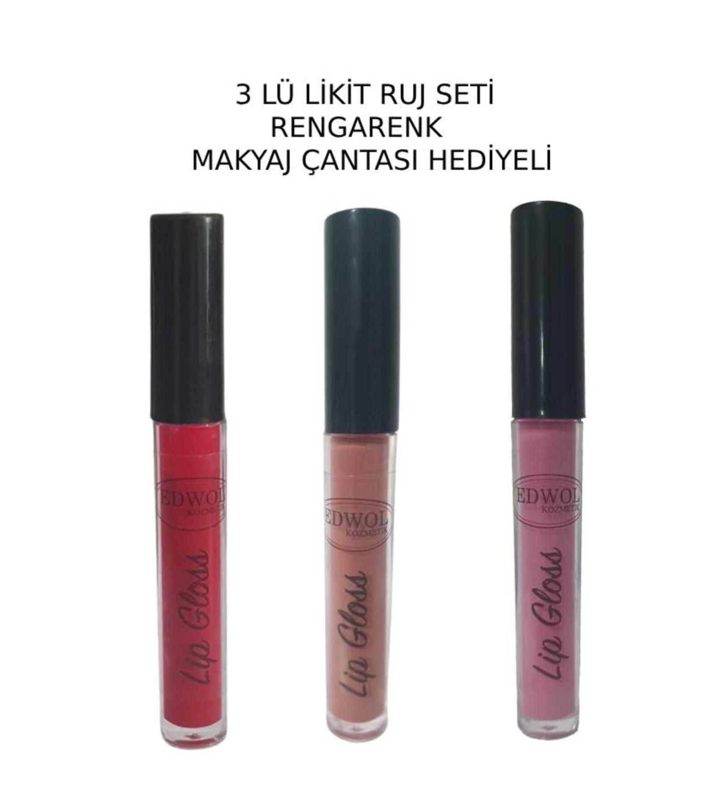 EDWOL Make Up Liquid Shiny Bright 3 Lipstick Red Nude Pink Lipstick