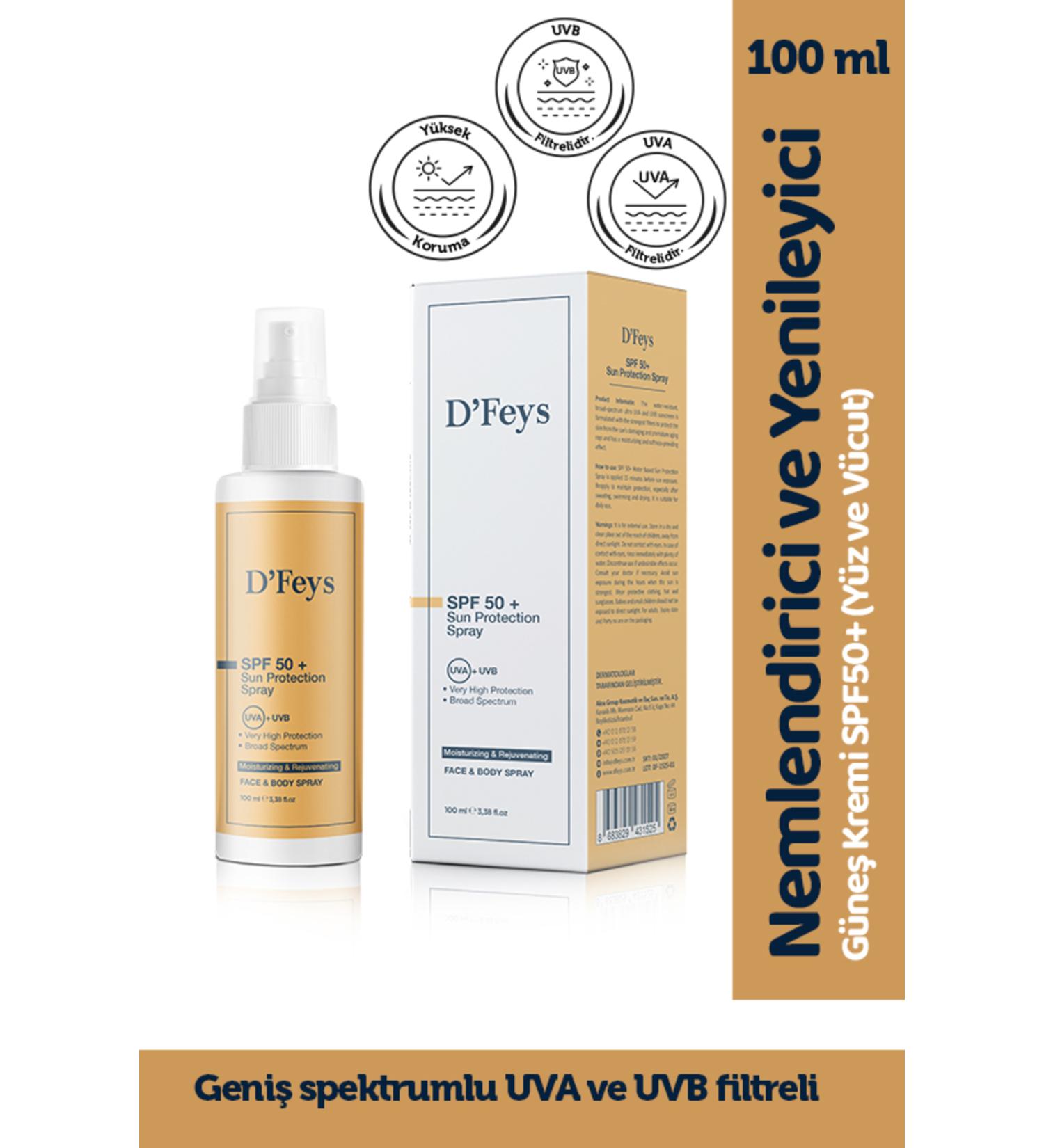 Dfeys Moisturizing and Regenerating Sun Cream Spf50 (FACE AND BODY) 100 ml - Buy Online on GoSupps.com