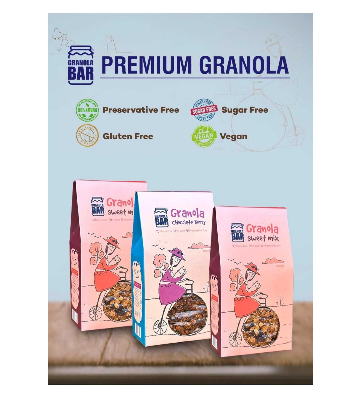 Granolabar Chocholate Berry Gluten-Free 1x300gr Sweet Mix. 2x300gr