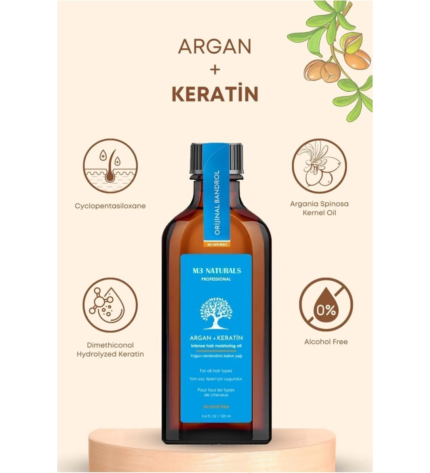 M3 NATURALS Argan Keratin Oil & Repairing Care Oil for Weak Damaged Hair