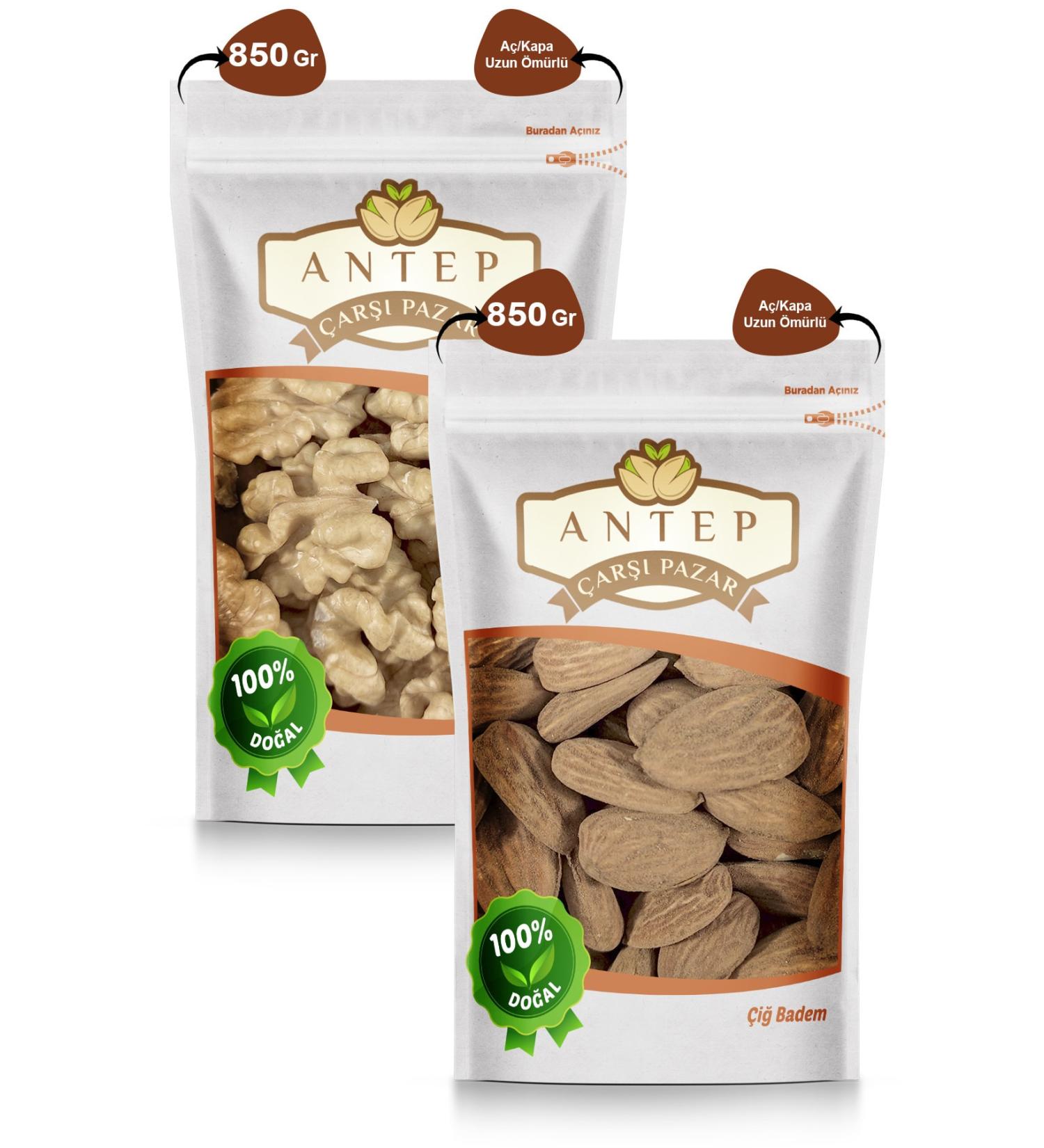 Antep Bazaar Local Raw Almonds 850 Gr. | Walnut Kernels 850 Gr. - Buy Online on GoSupps.com