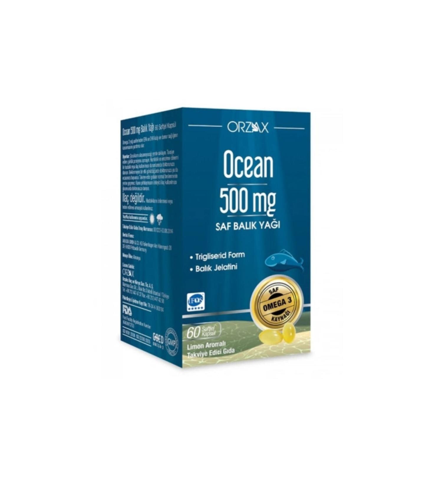 Ocean 500mg 60 Capsules Lemon Flavored Pure Fish Oil - Buy Online on GoSupps.com