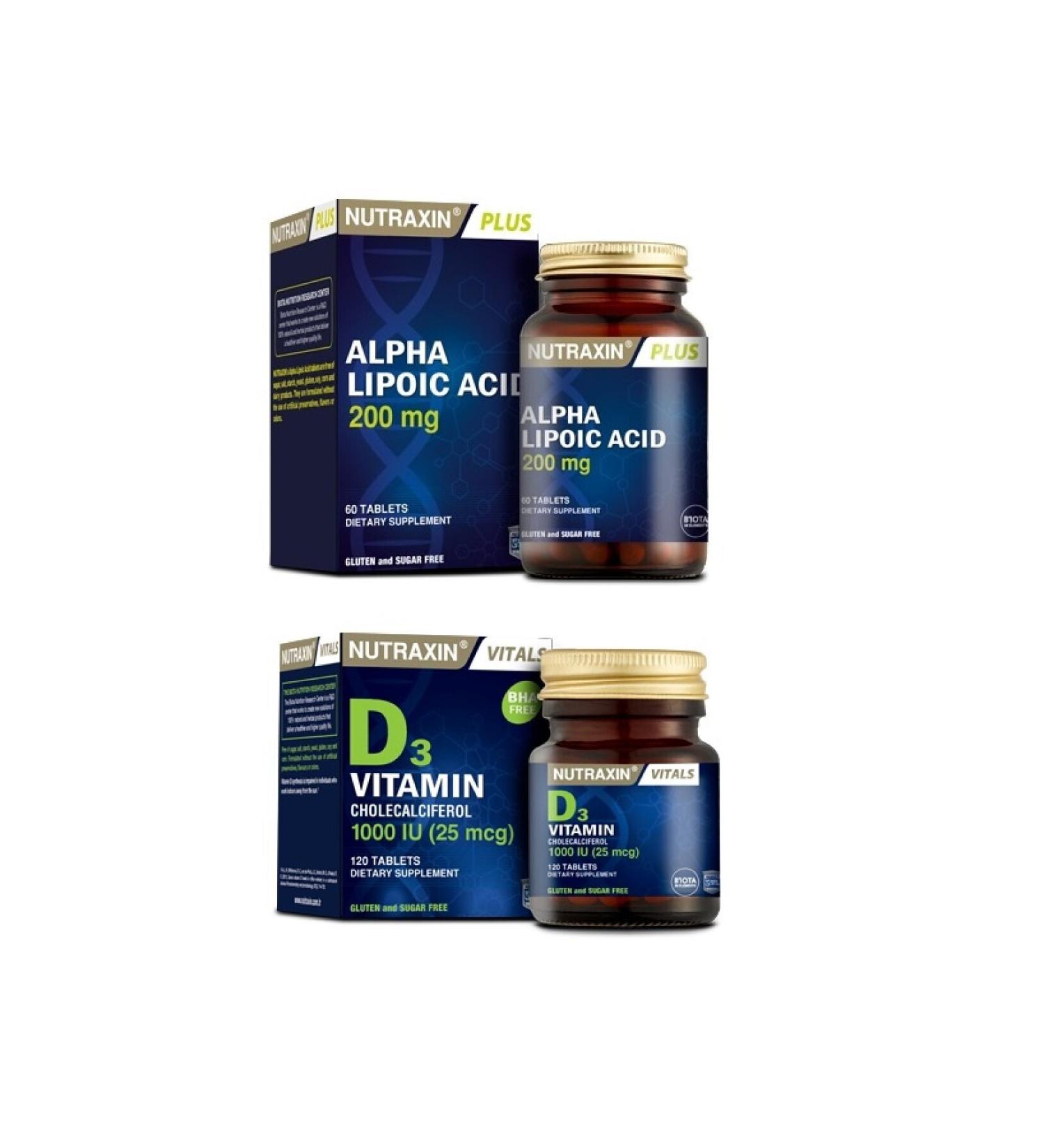 Nutraxin Special Support Alpha Lipoic Acid 200 Mg 60 Tablets + Vitamin D3 120 Tablets