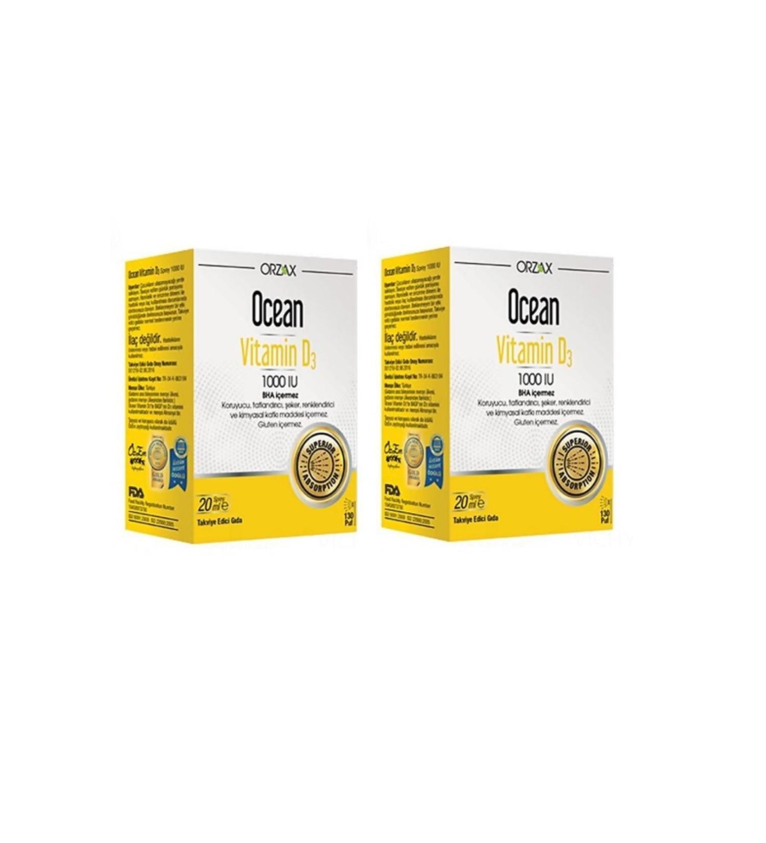 Ocean Vitamin D3 Helps Protect Bones Teeth and Muscle Function 20 ml Spray x 2 Pieces