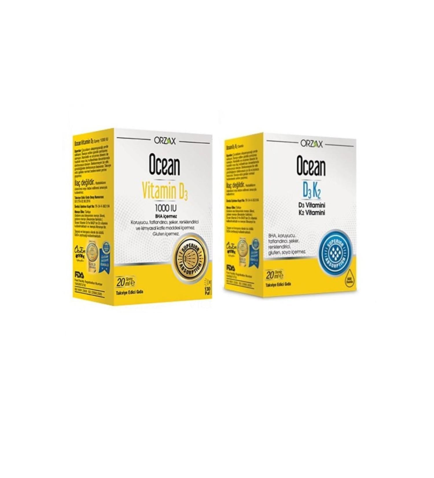 Orzax Vitamin D3 Spray 20 ml and D3 K2 Vitamin Drops 20 ml