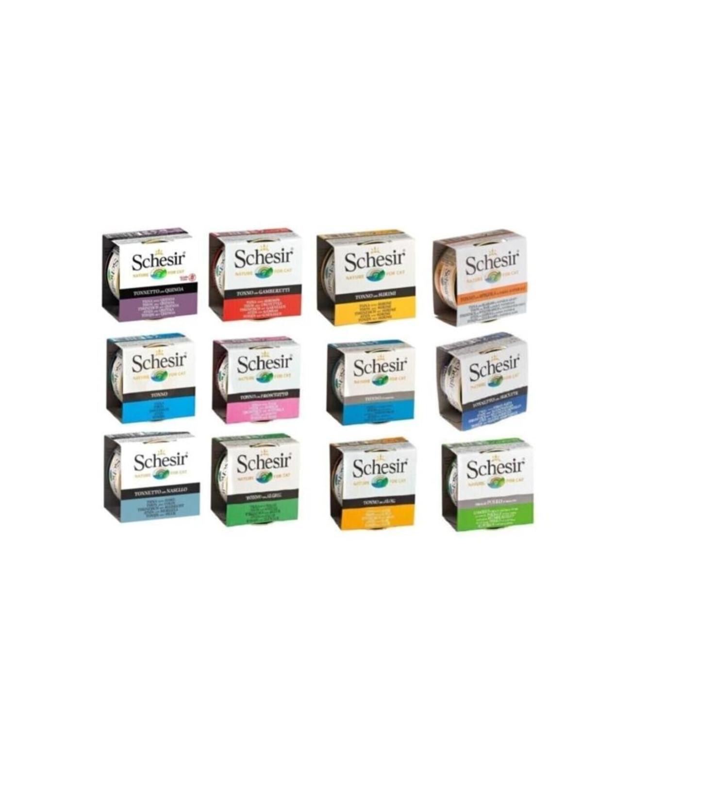 Schesir Mixed Canned Adult Cat Food 12 X 85 G
