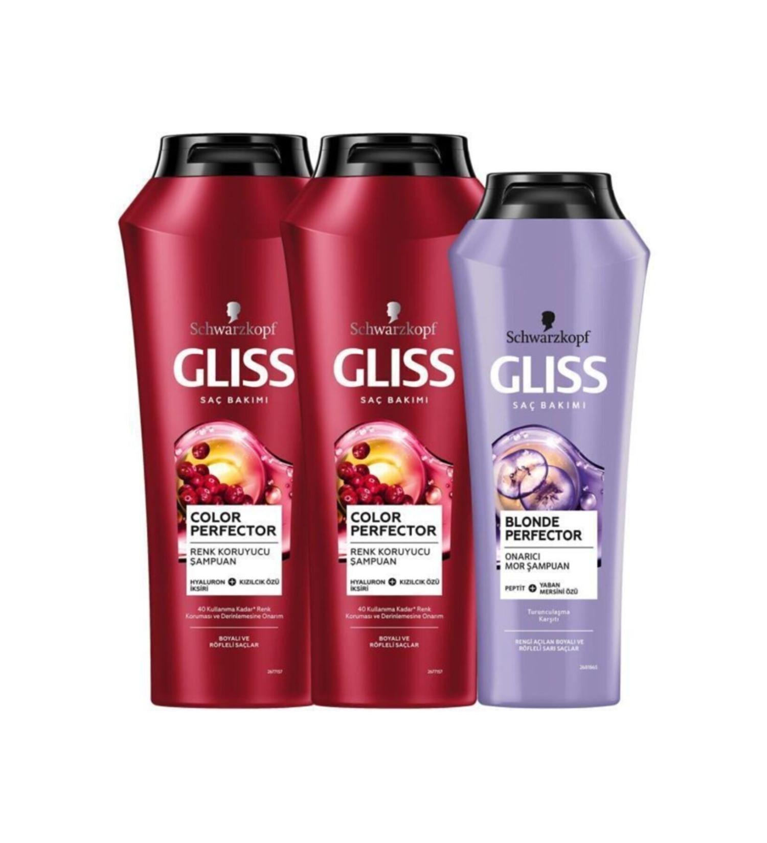 Gliss Color Perfector Color Protection Shampoo 500 ml X 2 Pieces + Blonde Perfector Shampoo 250 ml - Buy Online on GoSupps.com