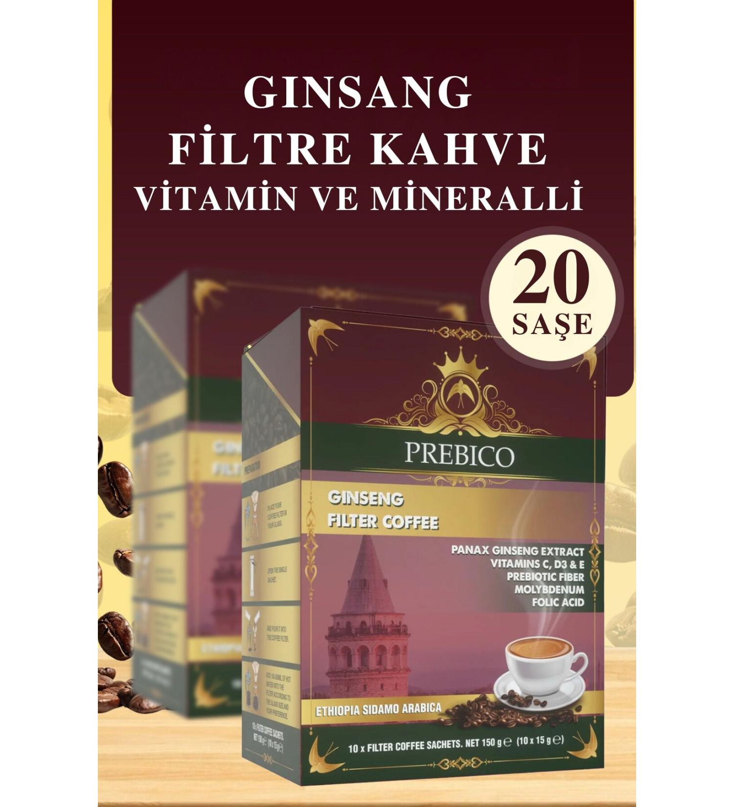 Prebico Prebiotic Ginseng Chicory Detox Vitamin and Mineral Filter Coffee 2 boxes