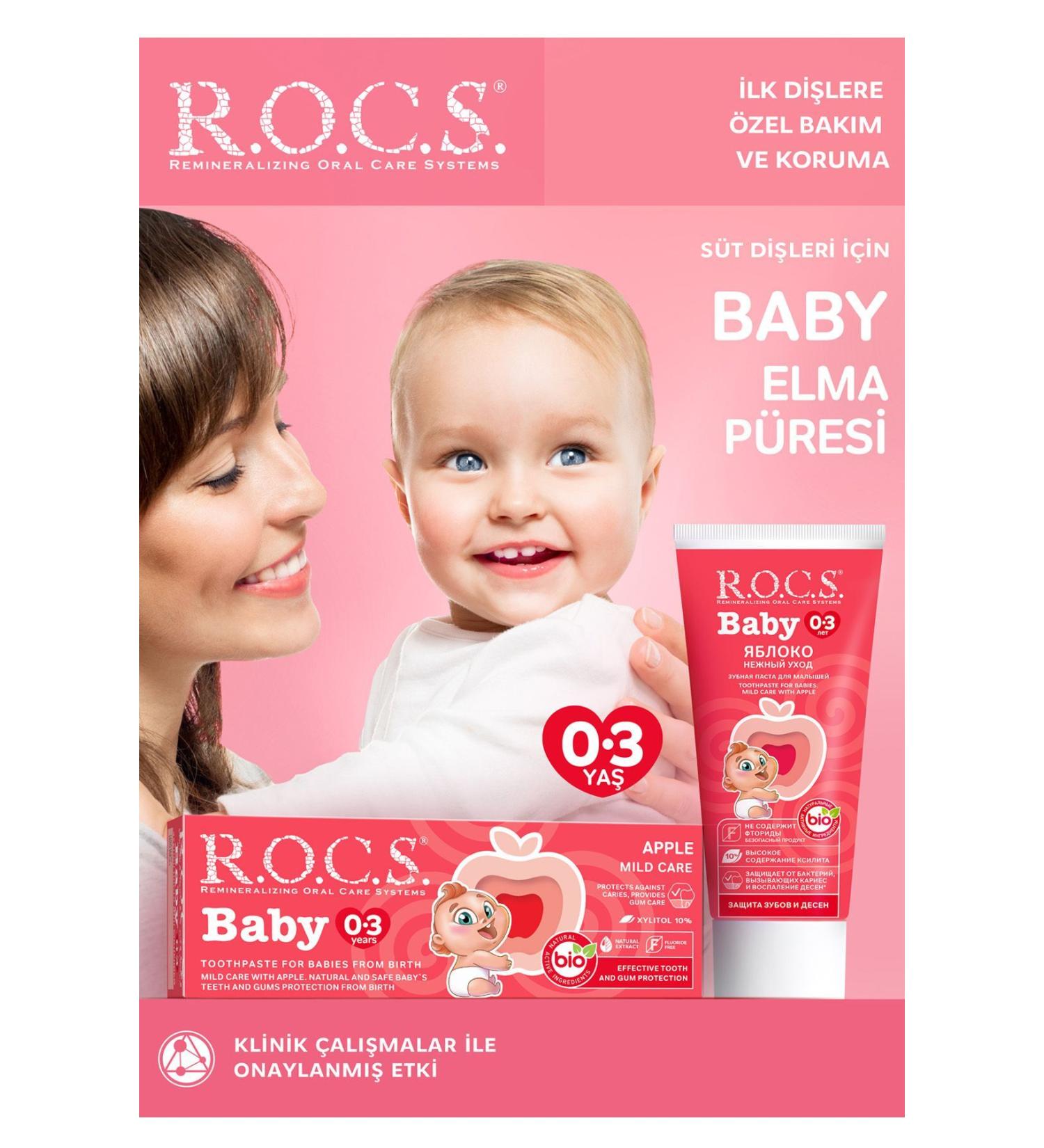 ROCS Apple Puree Fluoride-Free Toothpaste 35 ml 0-3 Years - Buy Online on GoSupps.com