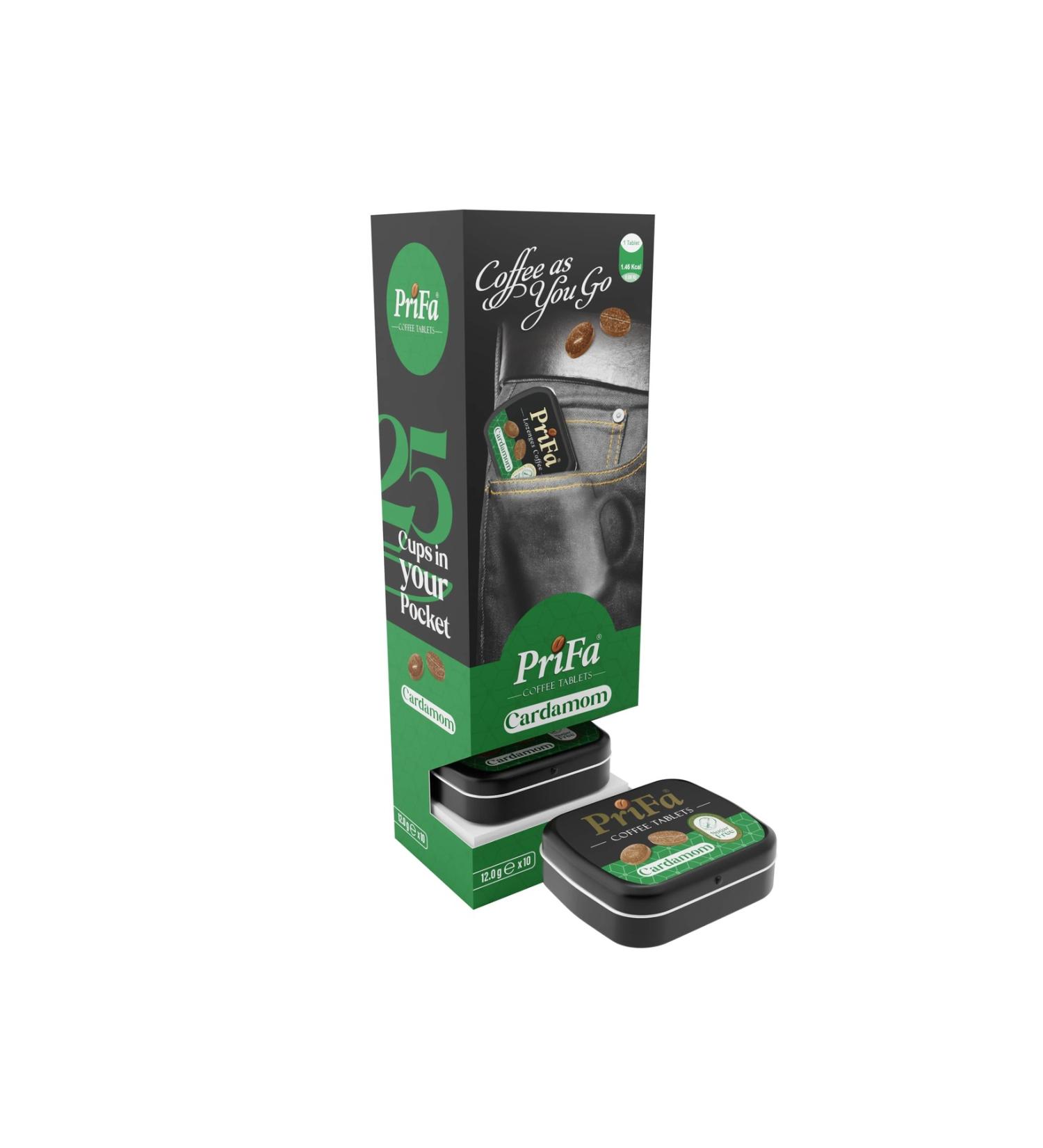prifa Coffee Tablets | Cardamom | Sugar Free | Vegan | Emergency Coffee | Real Absorbable Coffee 10x25