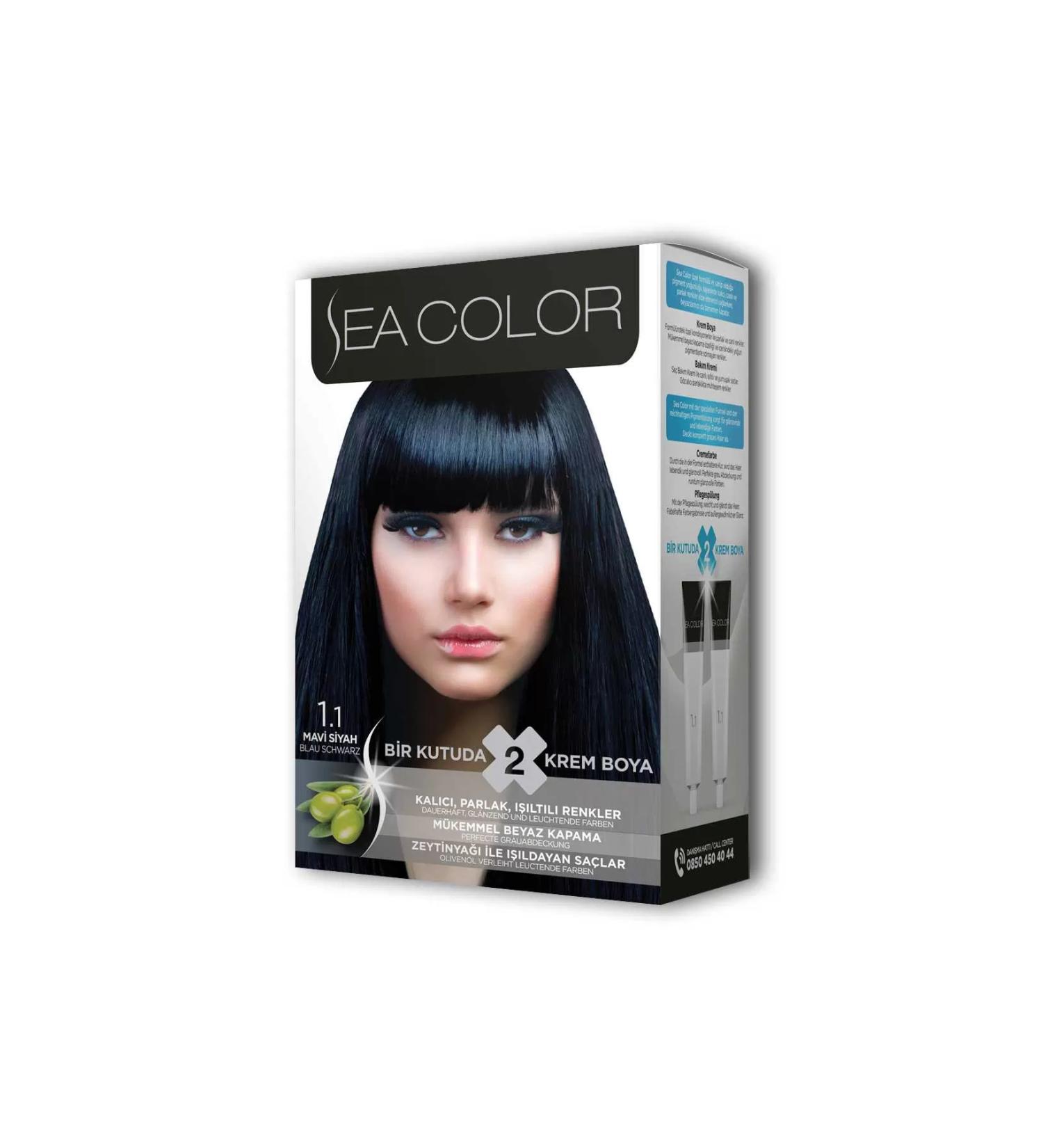 Skygo 2 Tube Cream Hair Dye Set Blue Black No:1.1