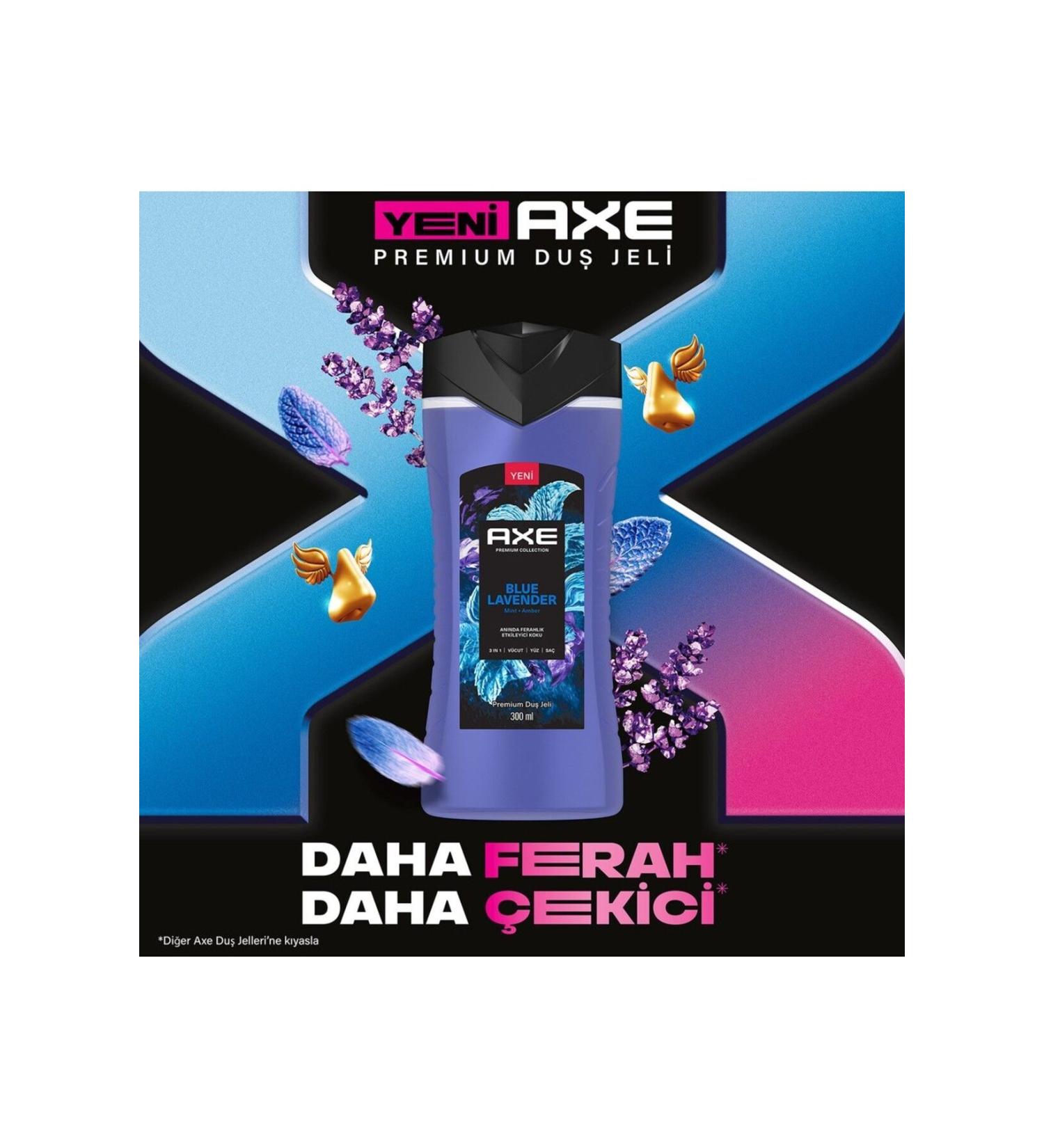 Axe Premium Collection Shower Gel Blue Lavender 3 In 1 Body Hair Face 300 ml - Buy Online on GoSupps.com