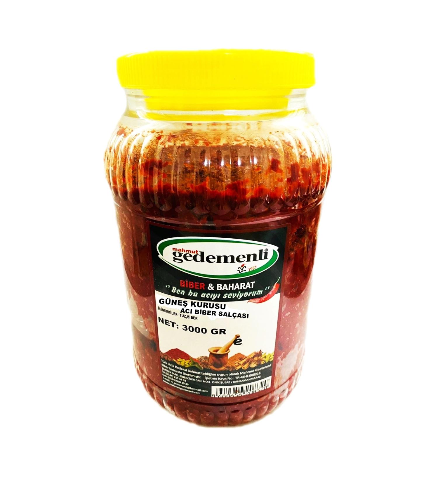 GEDEMENLI SUN DRIED HOT PEPPER PASTE 3KG