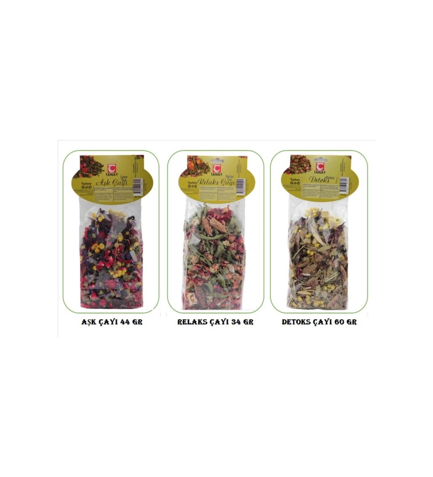 Tanay HERBAL TEA SET OF 3 (LOVE TEA 44 GR DETOX TEA 60 GR RELAX TEA 34 GR)