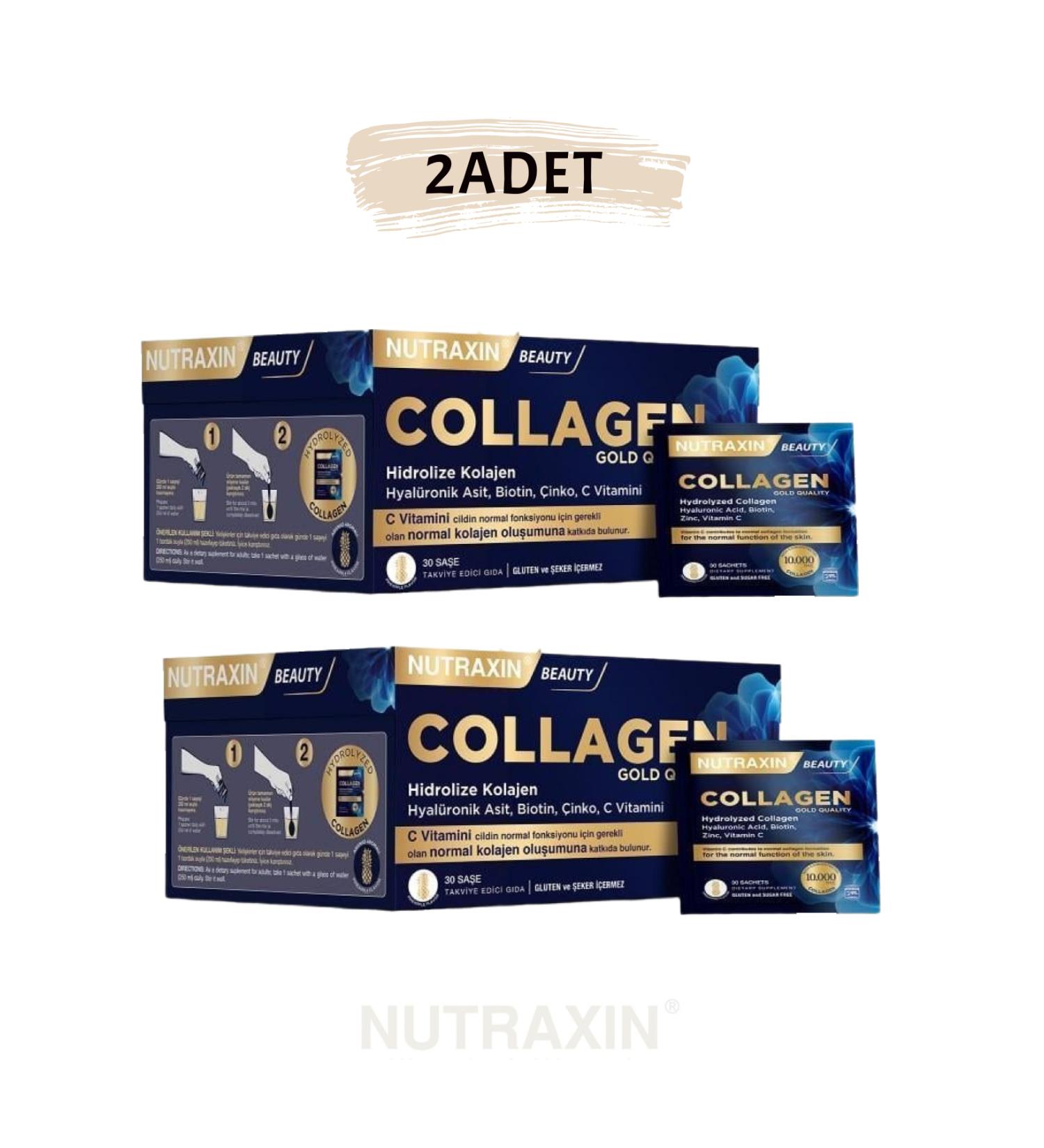 Nutraxin Beauty Gold Collagen 10000 Mg 30 Sachets (2 PCS) & (1 PCS 100 Face Wash Gel) //set1712//