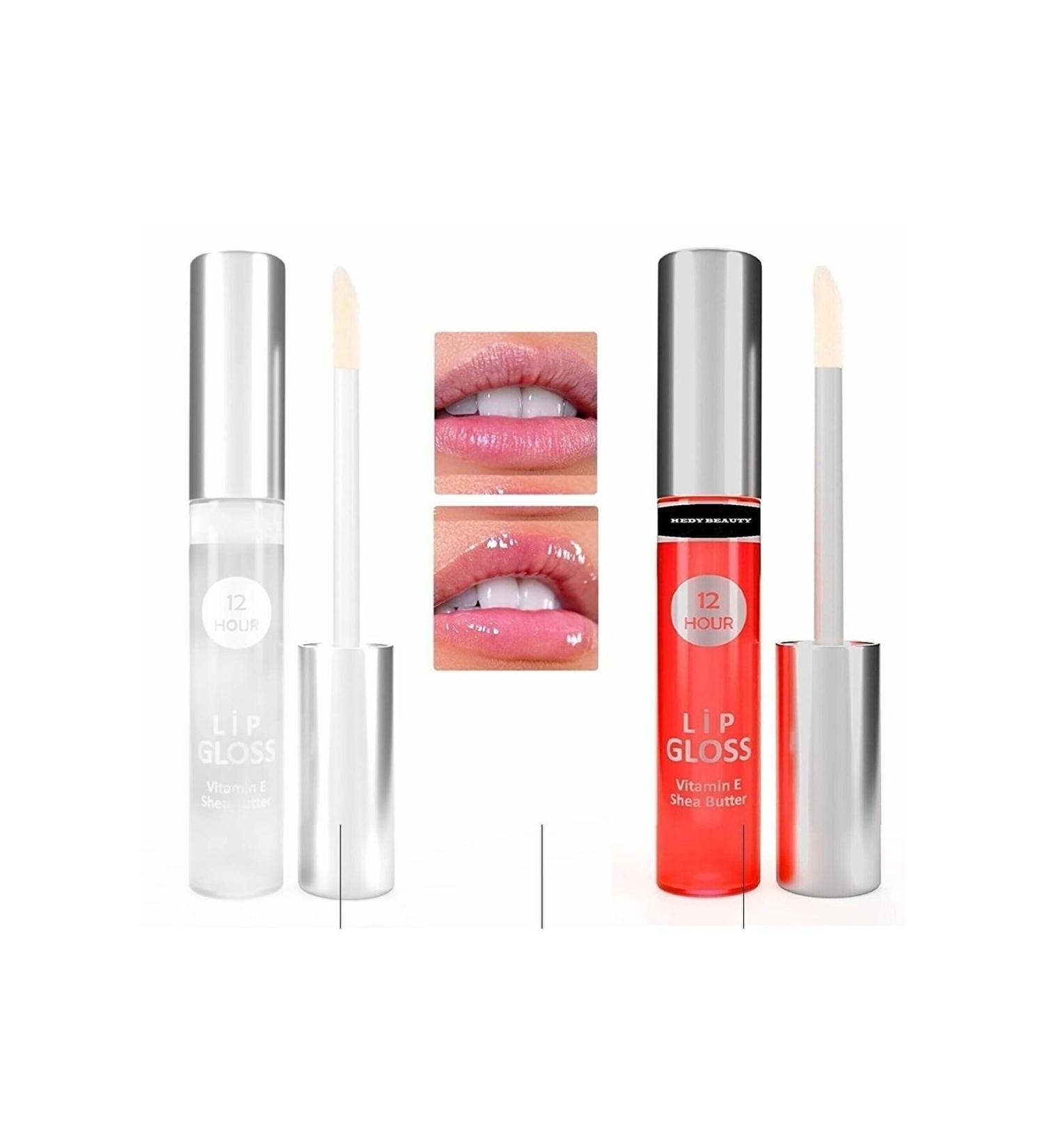 Meyras Touch Lip Care Moisturizer 2' Transparent and Red Set Lip Gloss Vitamin E Setc1