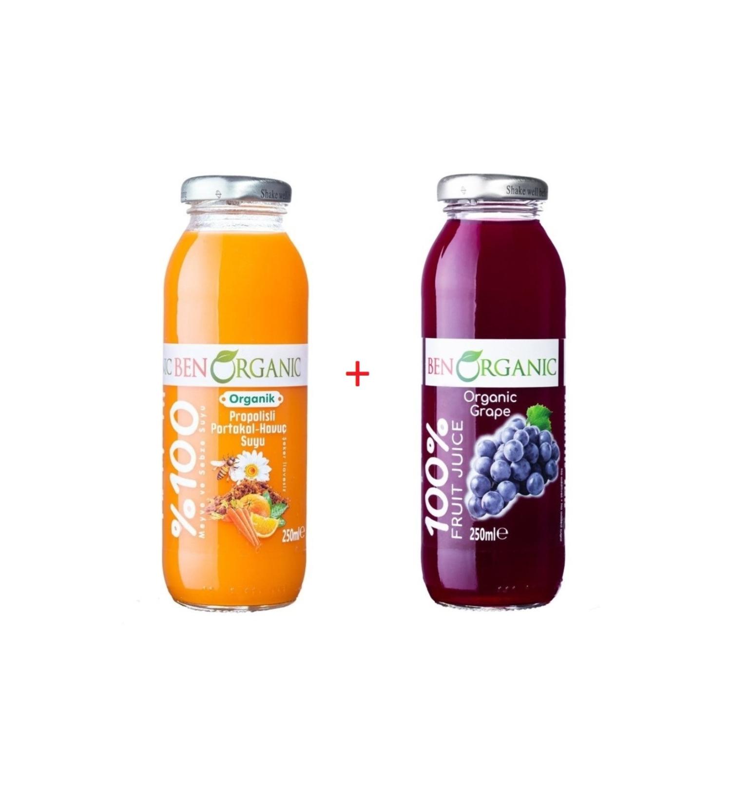Benorganic Ben Organic Propolis Orange - Carrot + Grape 0 Organic Fruit Juice 2 Pack