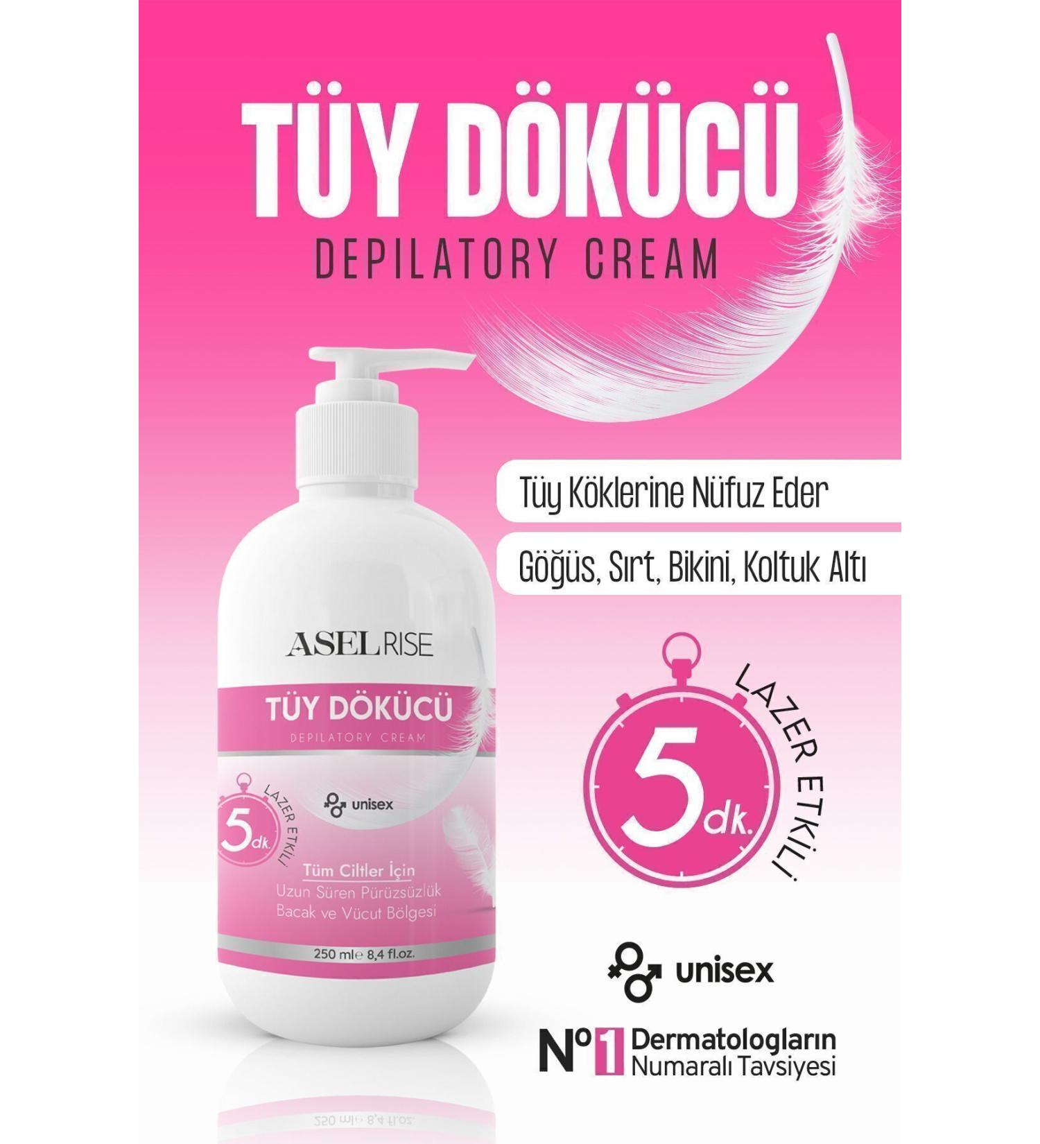 ASELRISE Hair Removal and Hair Reducing Cream for All Skin Types with Laser Epilation Effect 250 ml - Buy Online on GoSupps.com