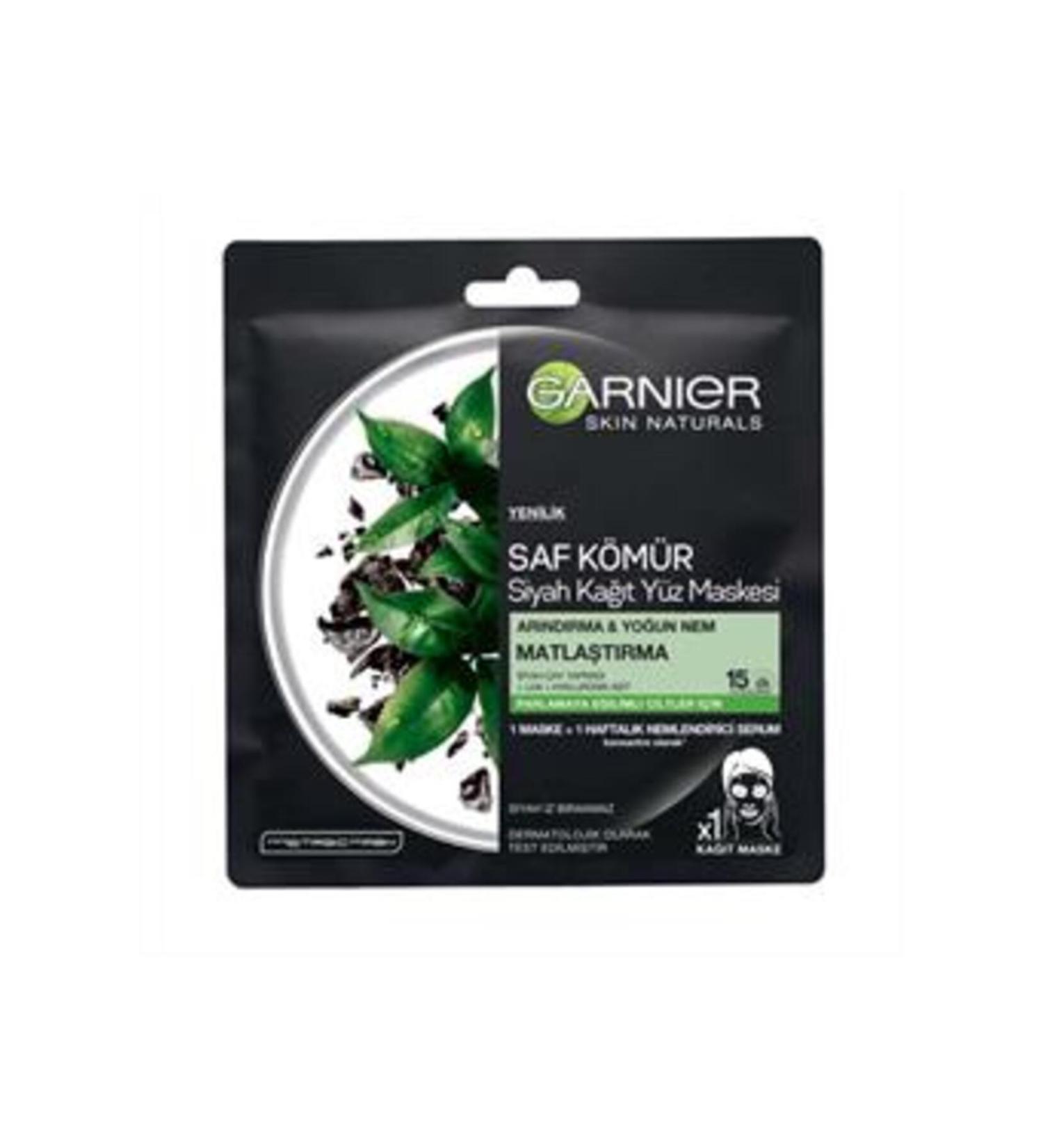 Baby Garnier Pure Charcoal Black Tea Mattifying Mask 32gr (SINGLE)