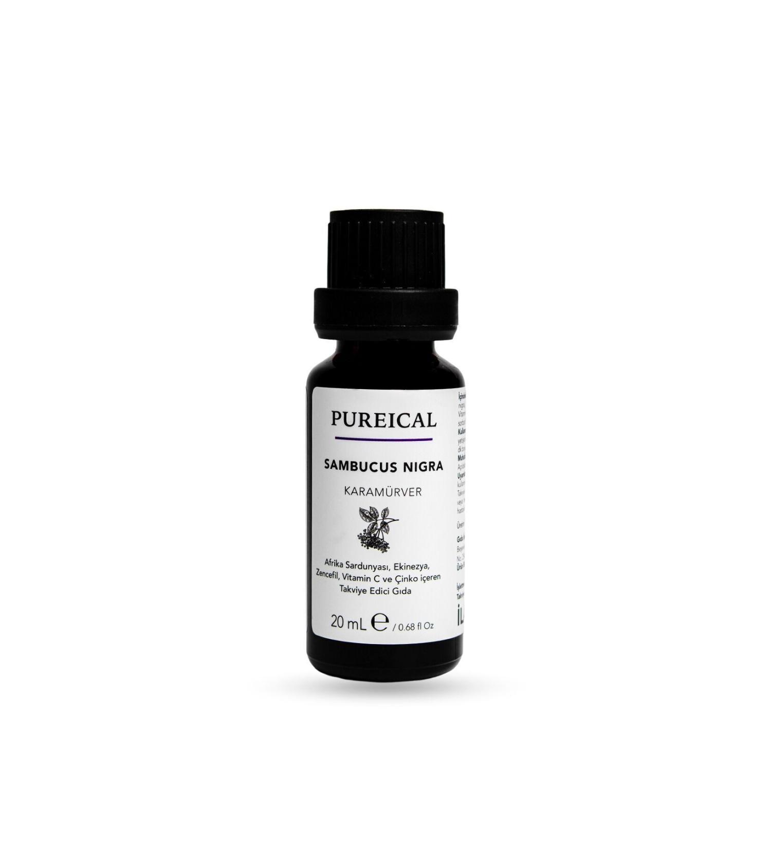 PUREICAL Sambucus Nigra Elderberry Pelargonium Echinacea Ginger Vitamin C Zinc 20 Ml - Buy Online on GoSupps.com