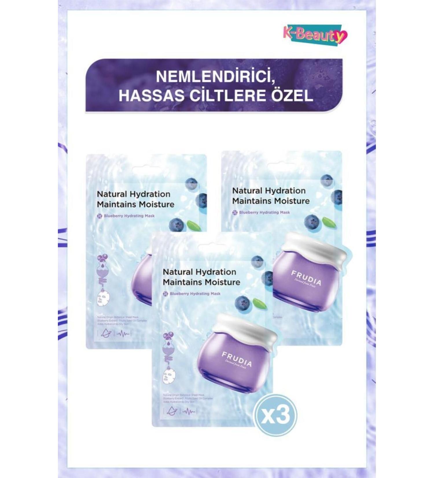 Frudia Blueberry Face Mask Moisturizing 3 Pieces