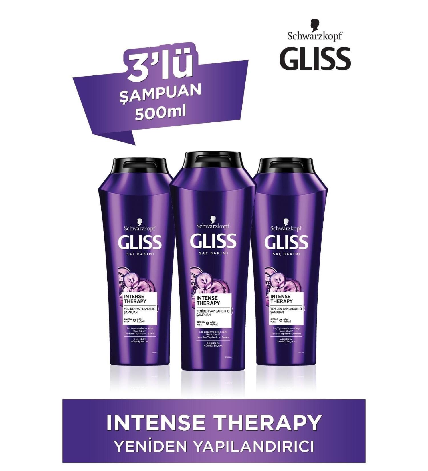 Gliss Intense Therapy Restructuring Shampoo 500 Ml 3-Pack - Buy Online on GoSupps.com